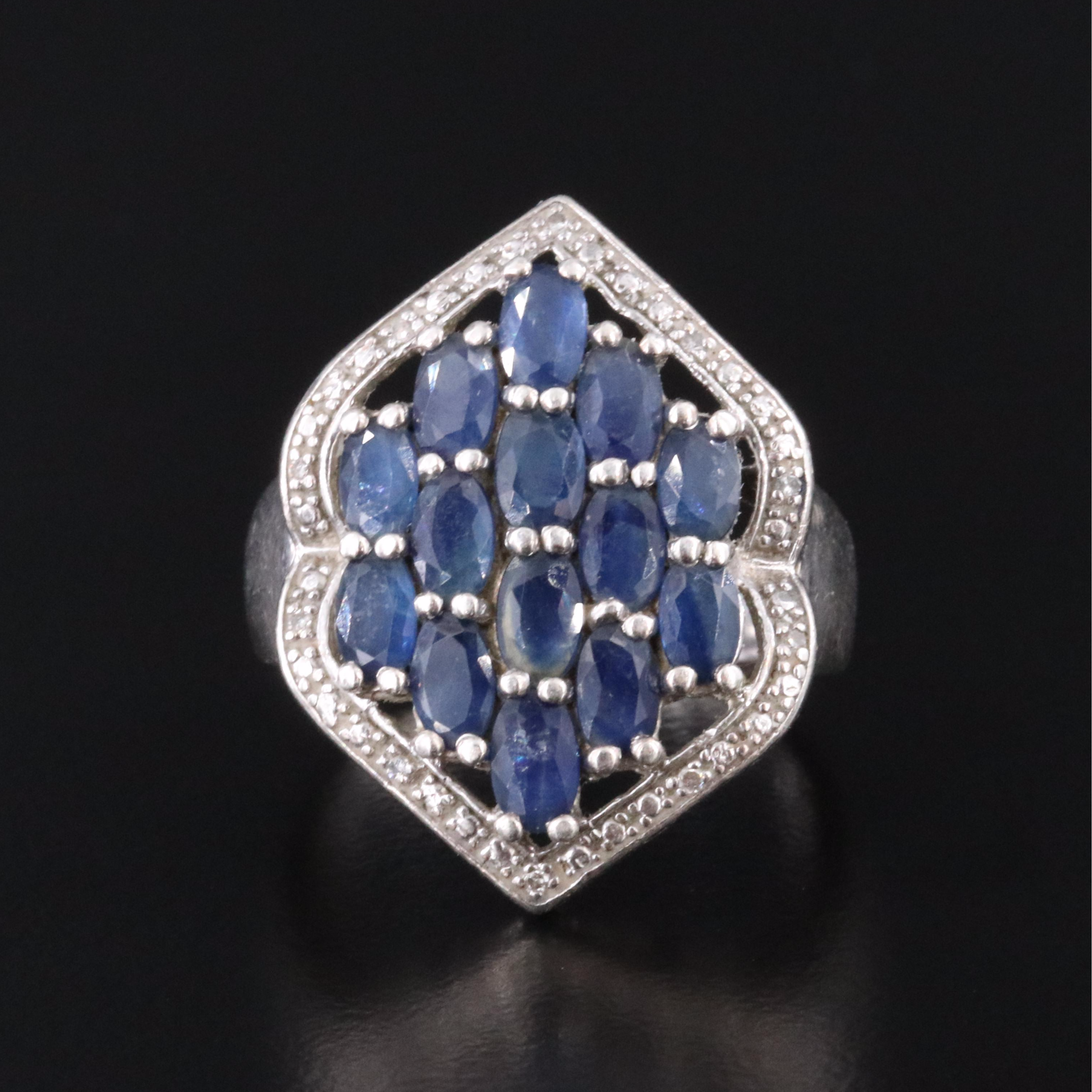 Sterling Sapphire and Diamond Ring