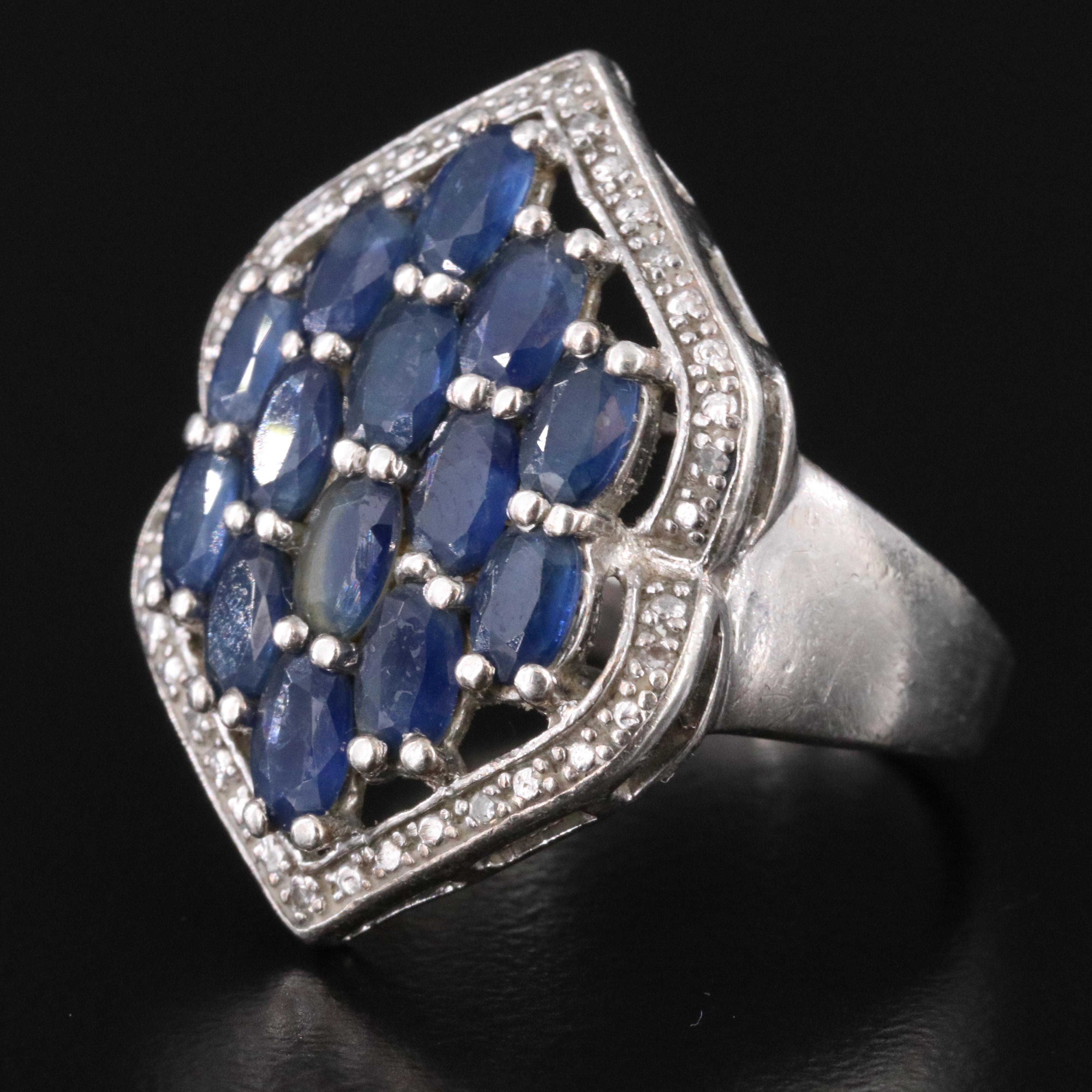 Sterling Sapphire and Diamond Ring