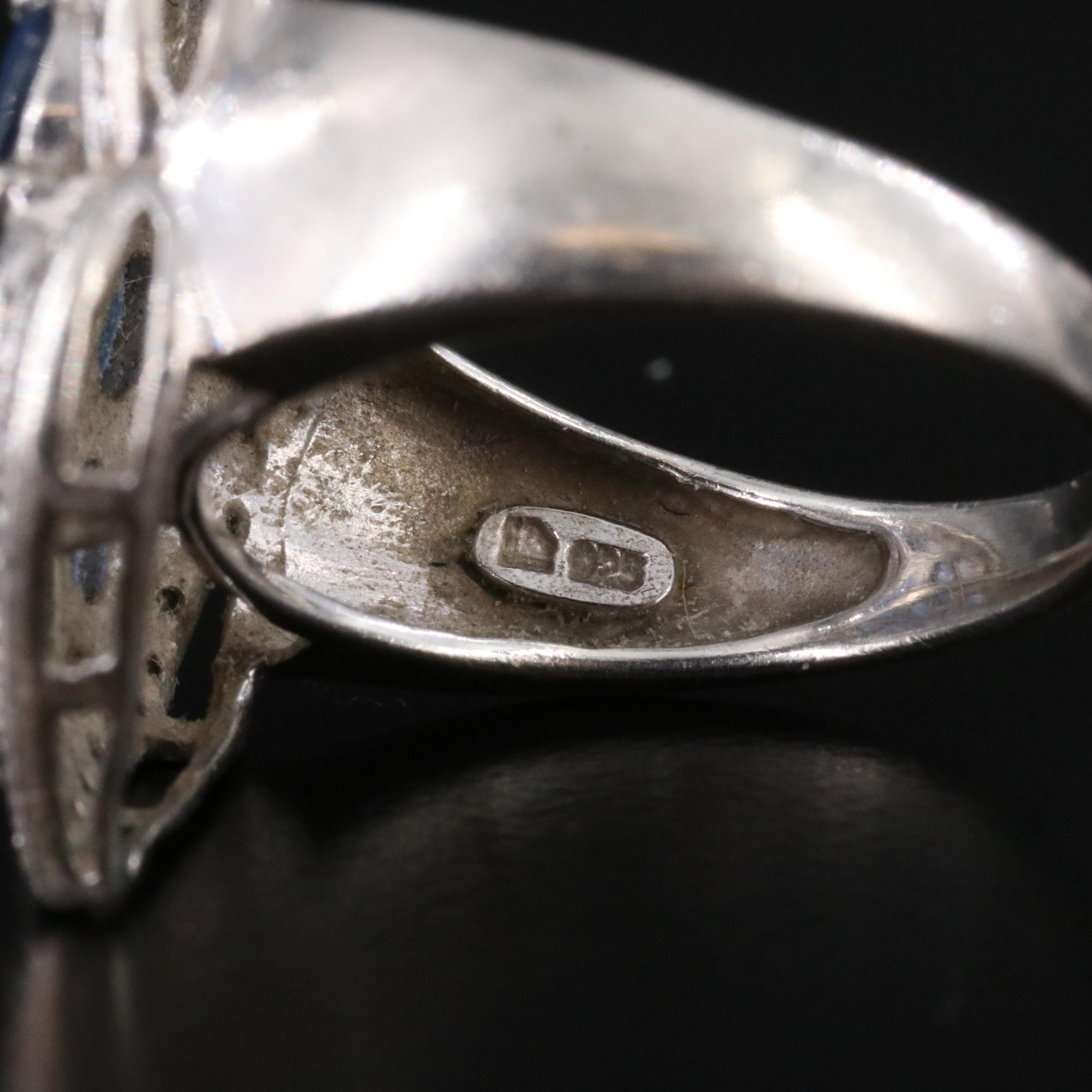 Sterling Sapphire and Diamond Ring