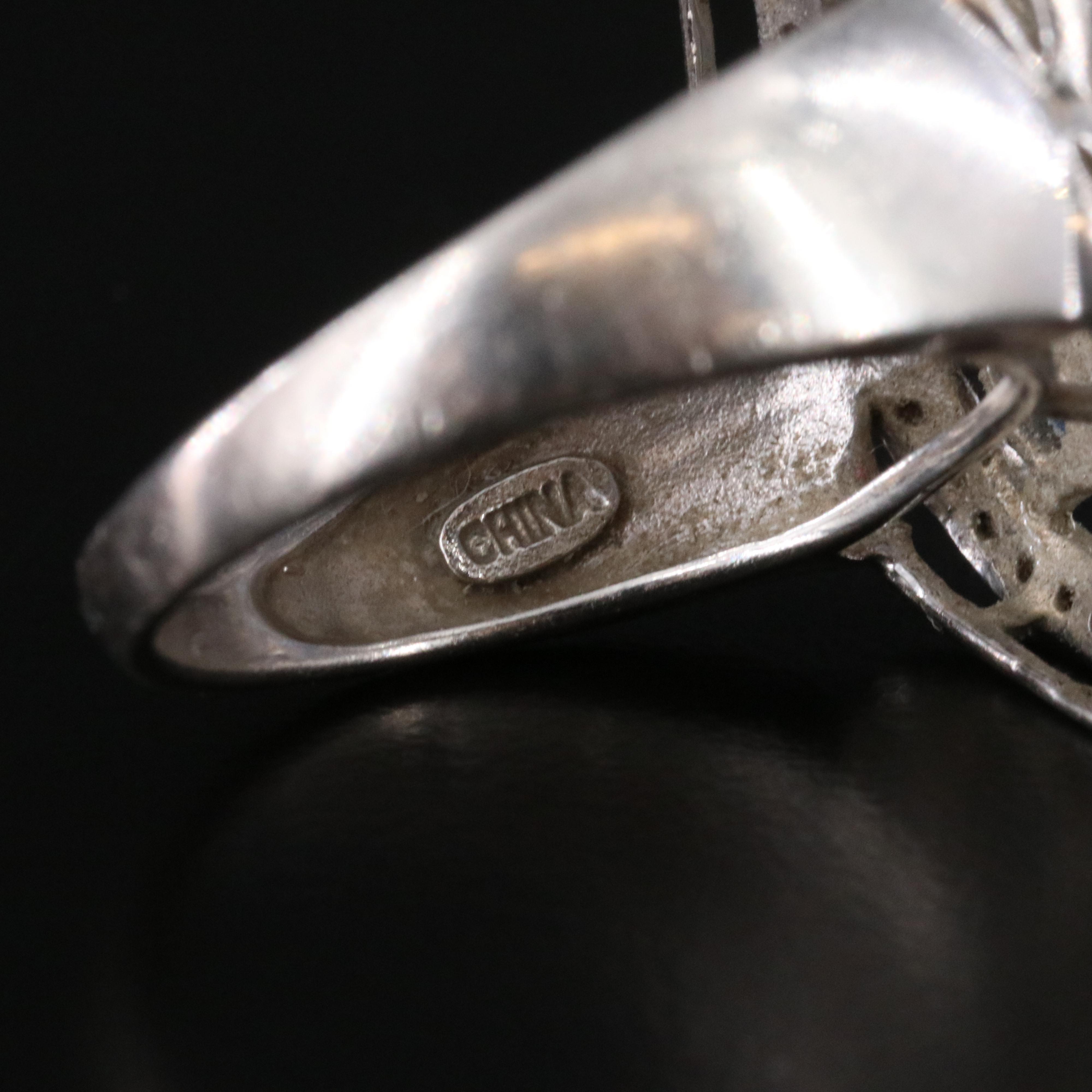 Sterling Sapphire and Diamond Ring