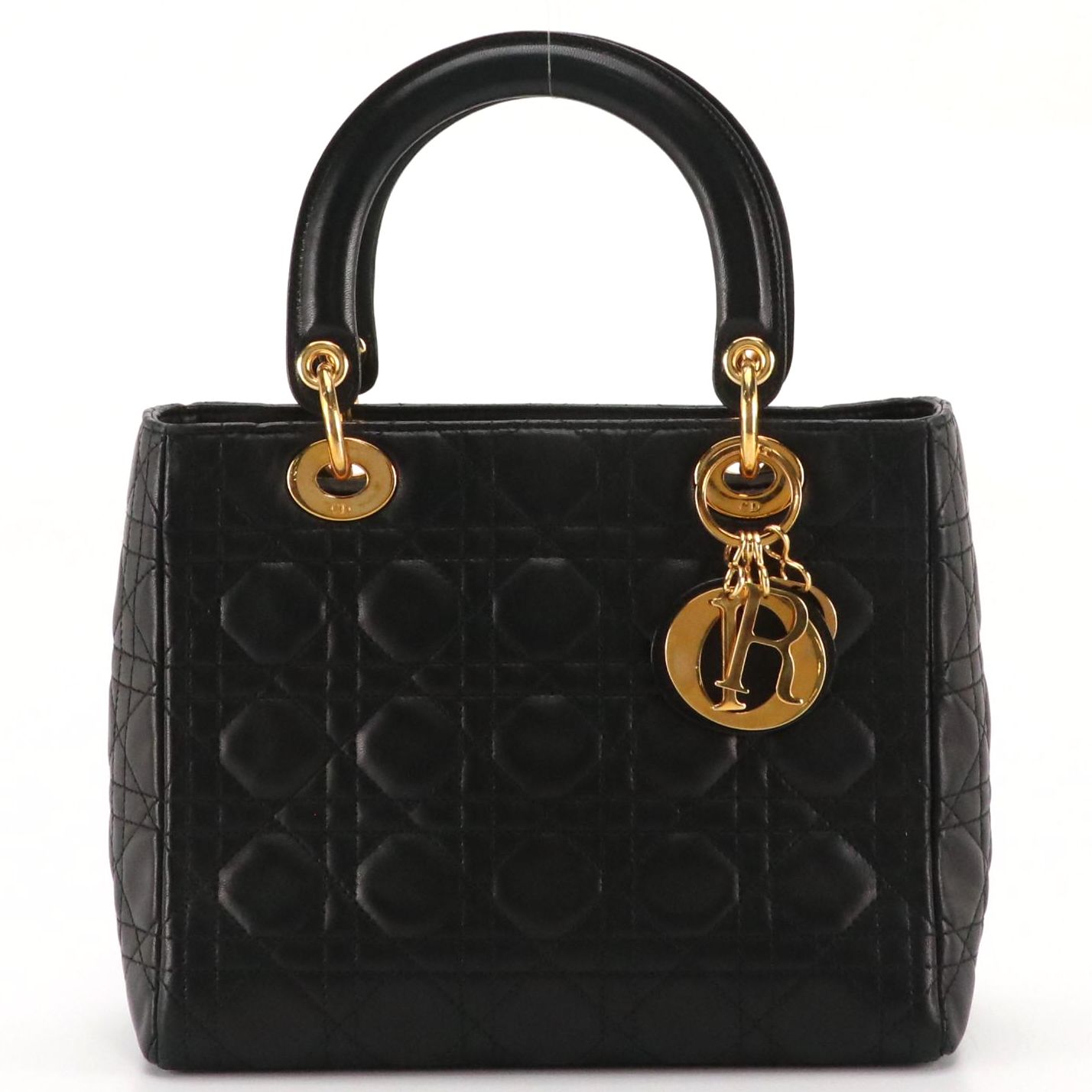 Christian Dior Lady Dior Two-Way Bag in Black Cannage Quilted Calfskin Leather
