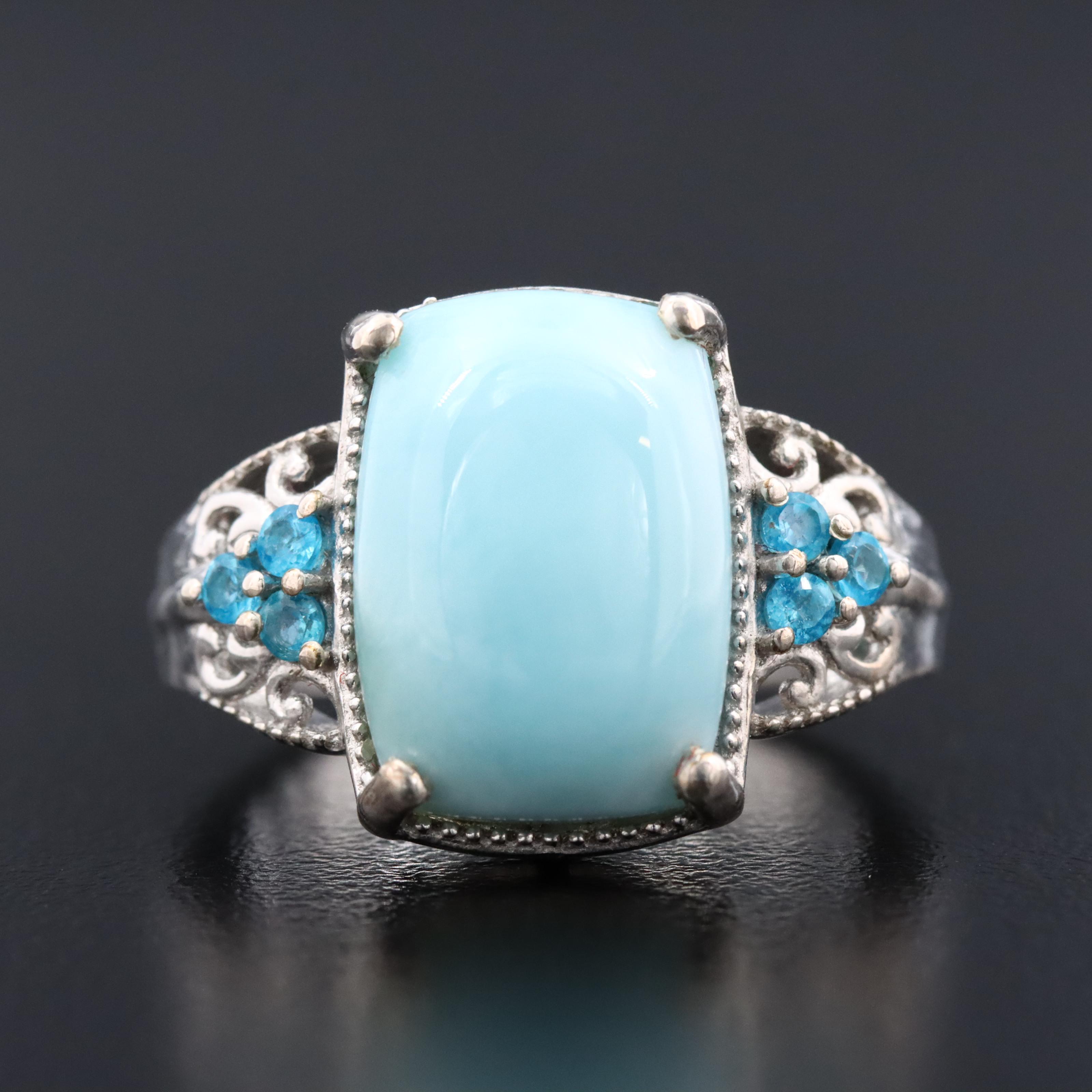 Sterling Larimar and Apatite Ring