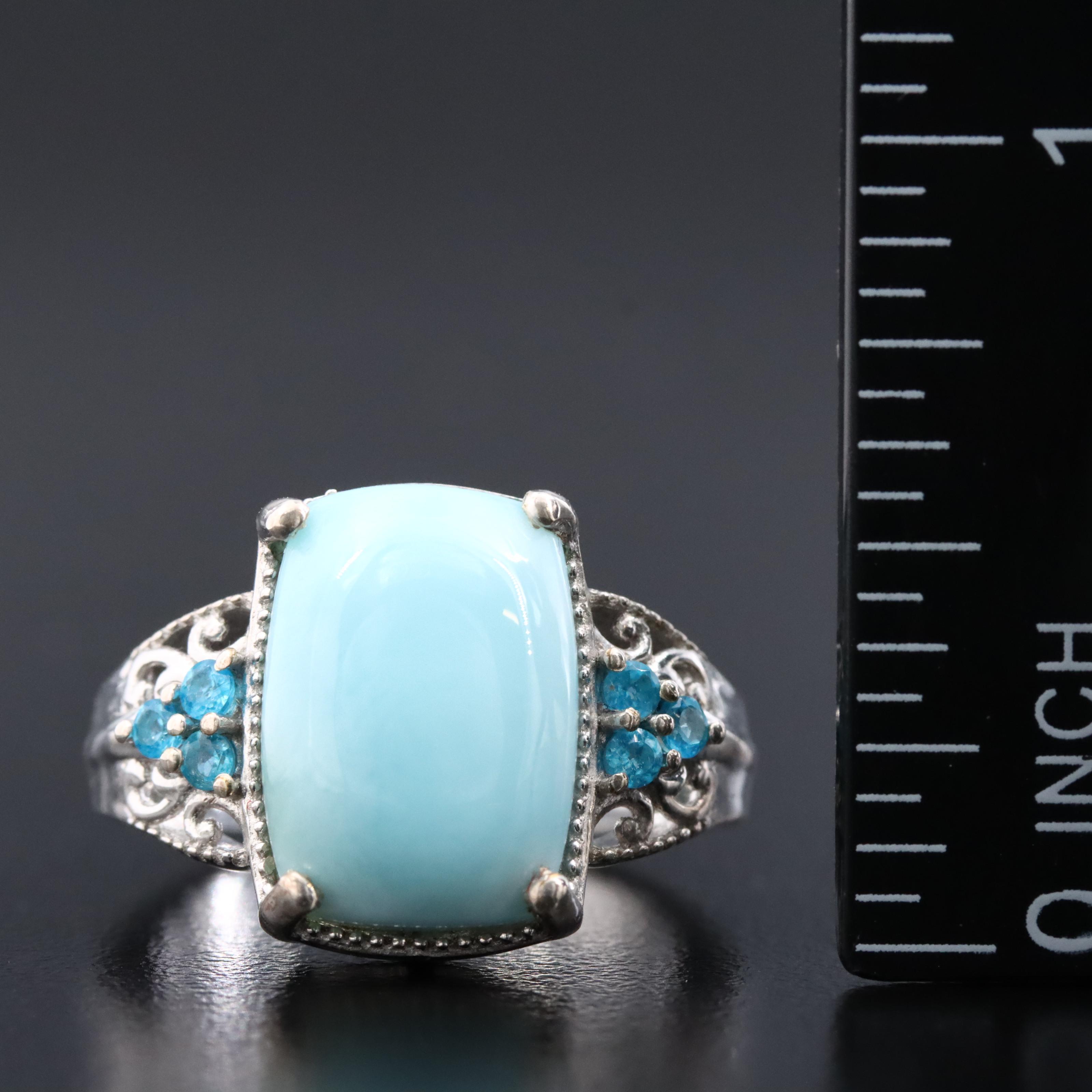 Sterling Larimar and Apatite Ring