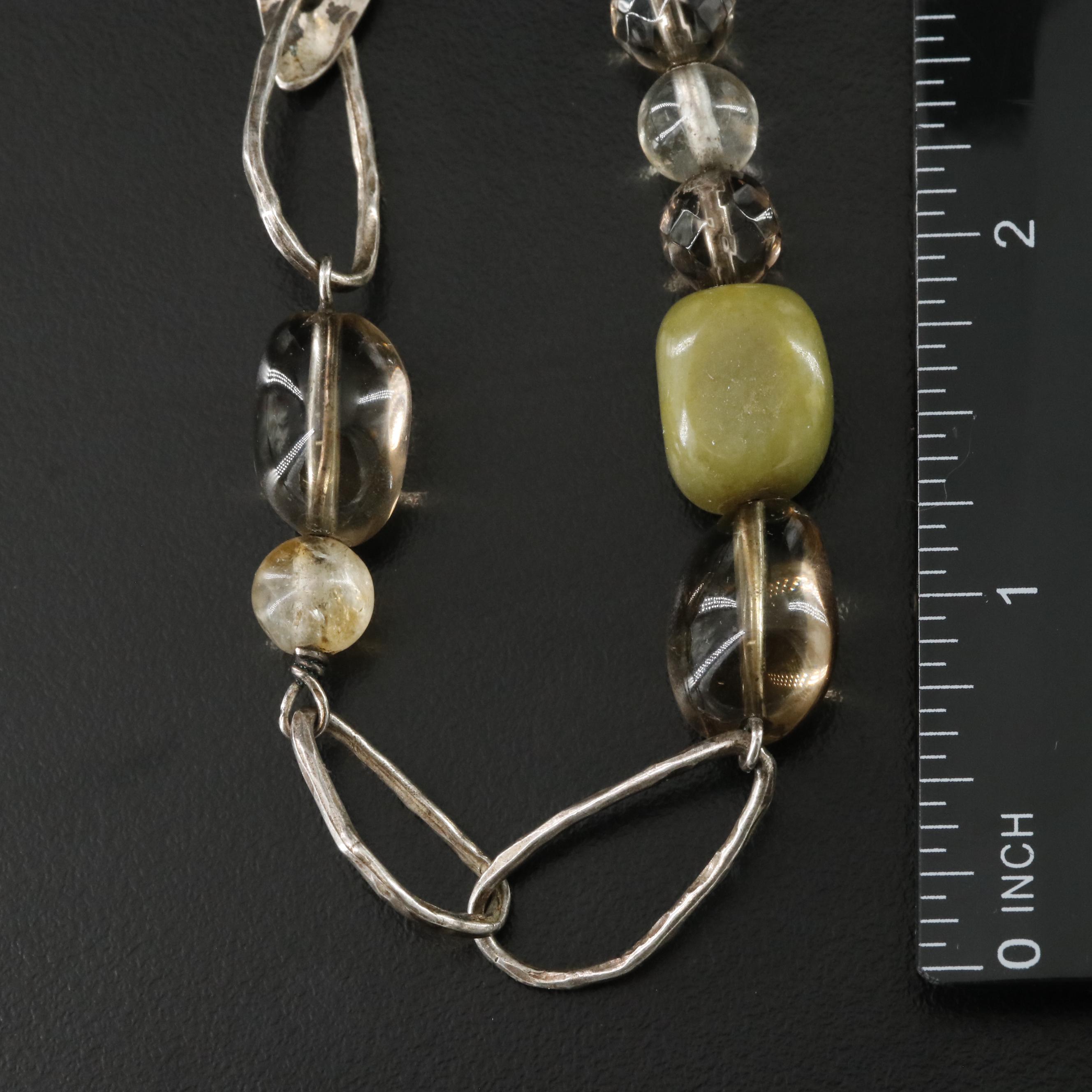 Silpada Sterling Smoky Quartz, Rock Crystal and Serpentine Necklace