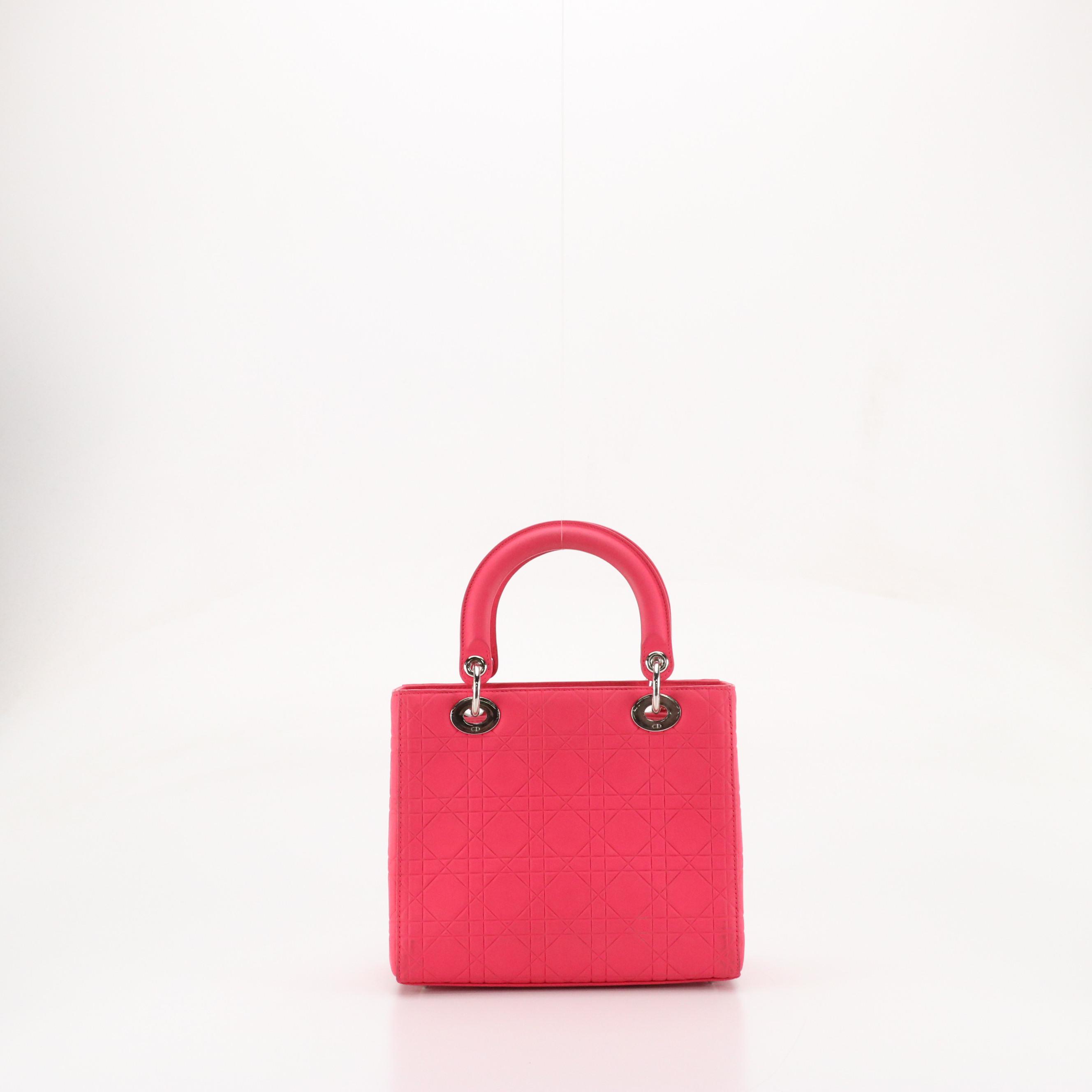 Christian Dior Lady Dior Two-Way Bag in Pink Cannage Embossed Coated Leather