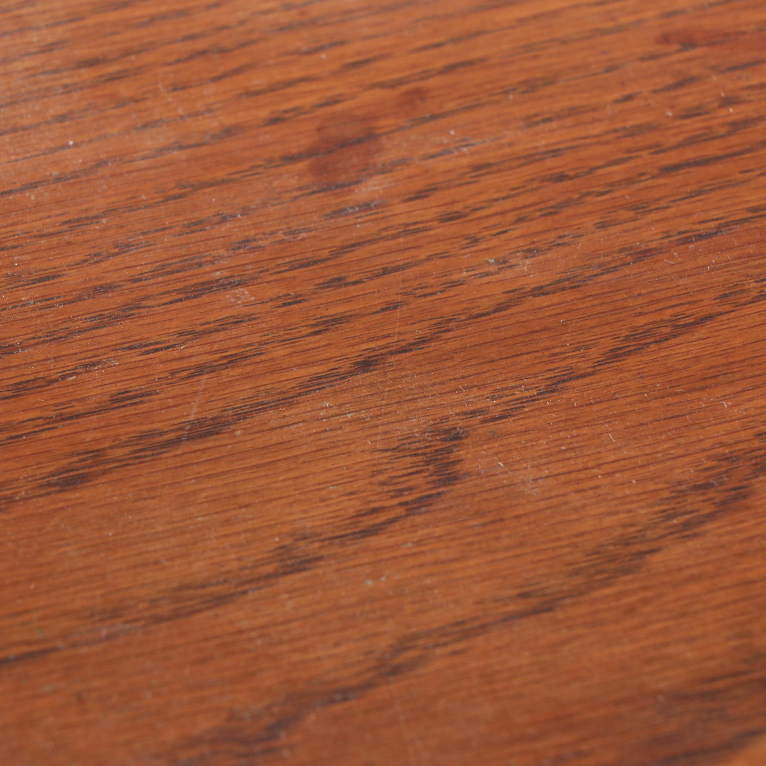 Oak Two-Drawer Writing Table with Upholstered Stool, 20th Century