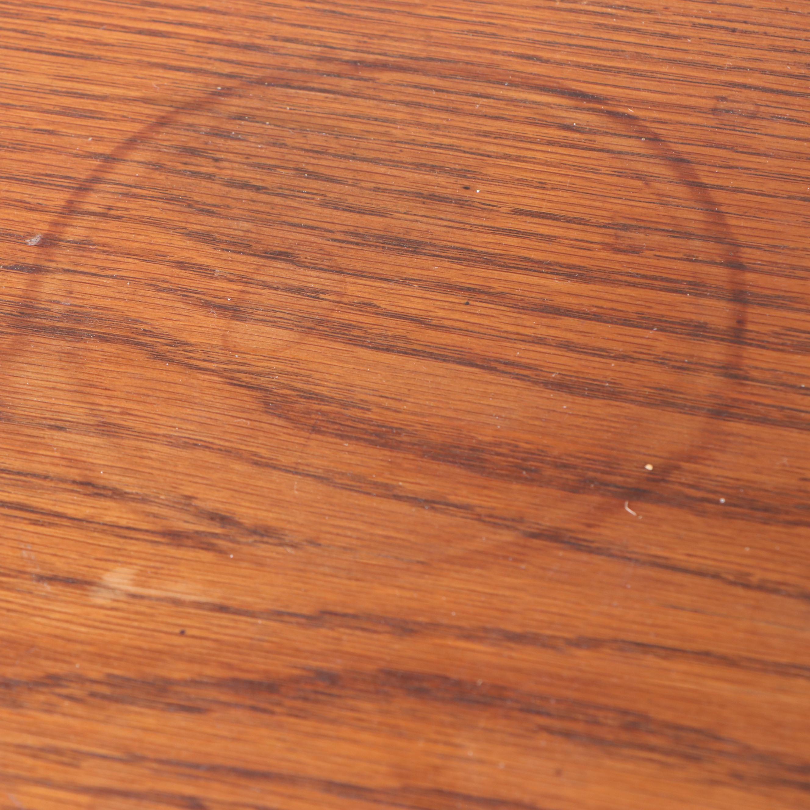 Oak Two-Drawer Writing Table with Upholstered Stool, 20th Century