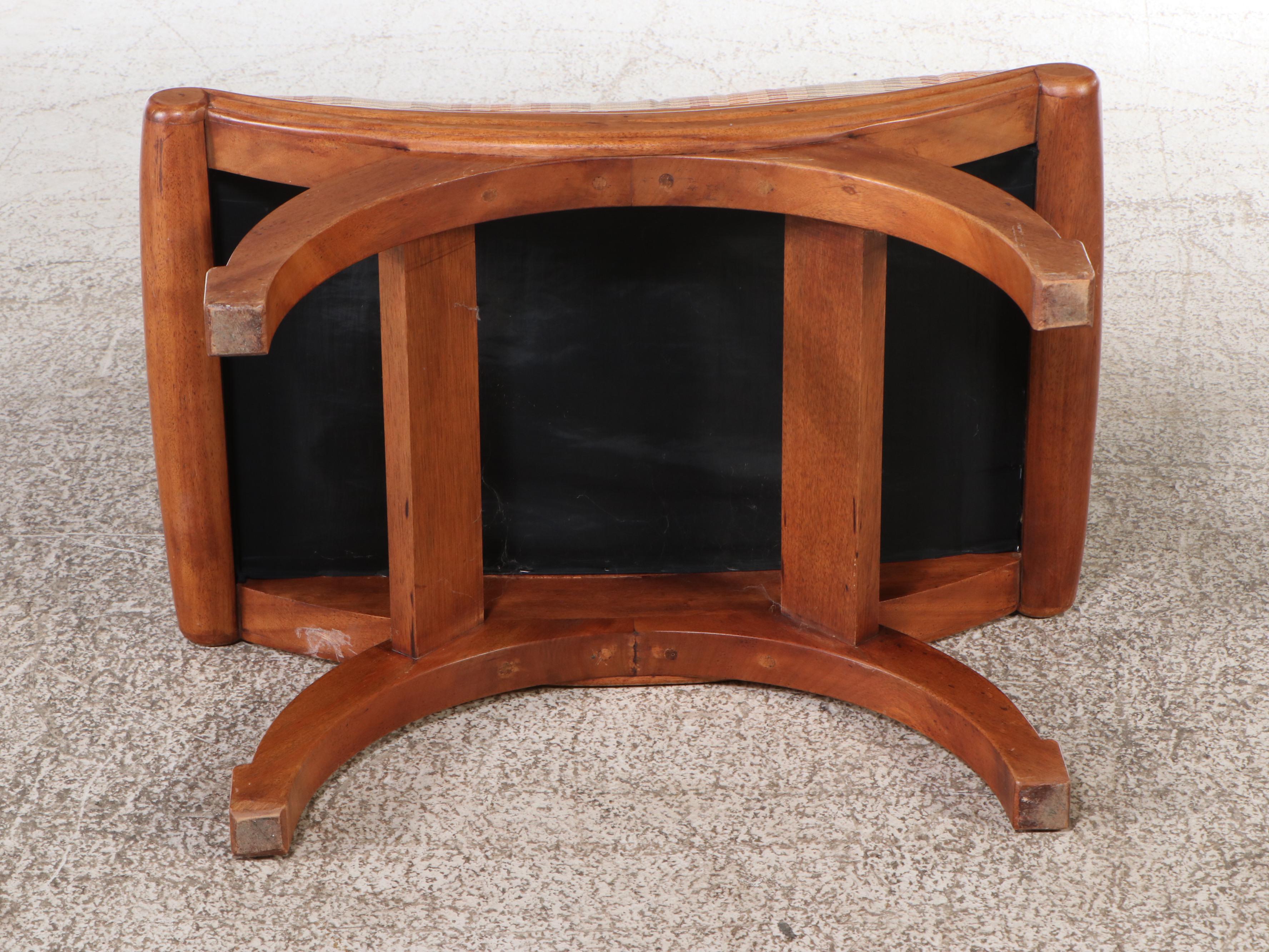 Oak Two-Drawer Writing Table with Upholstered Stool, 20th Century