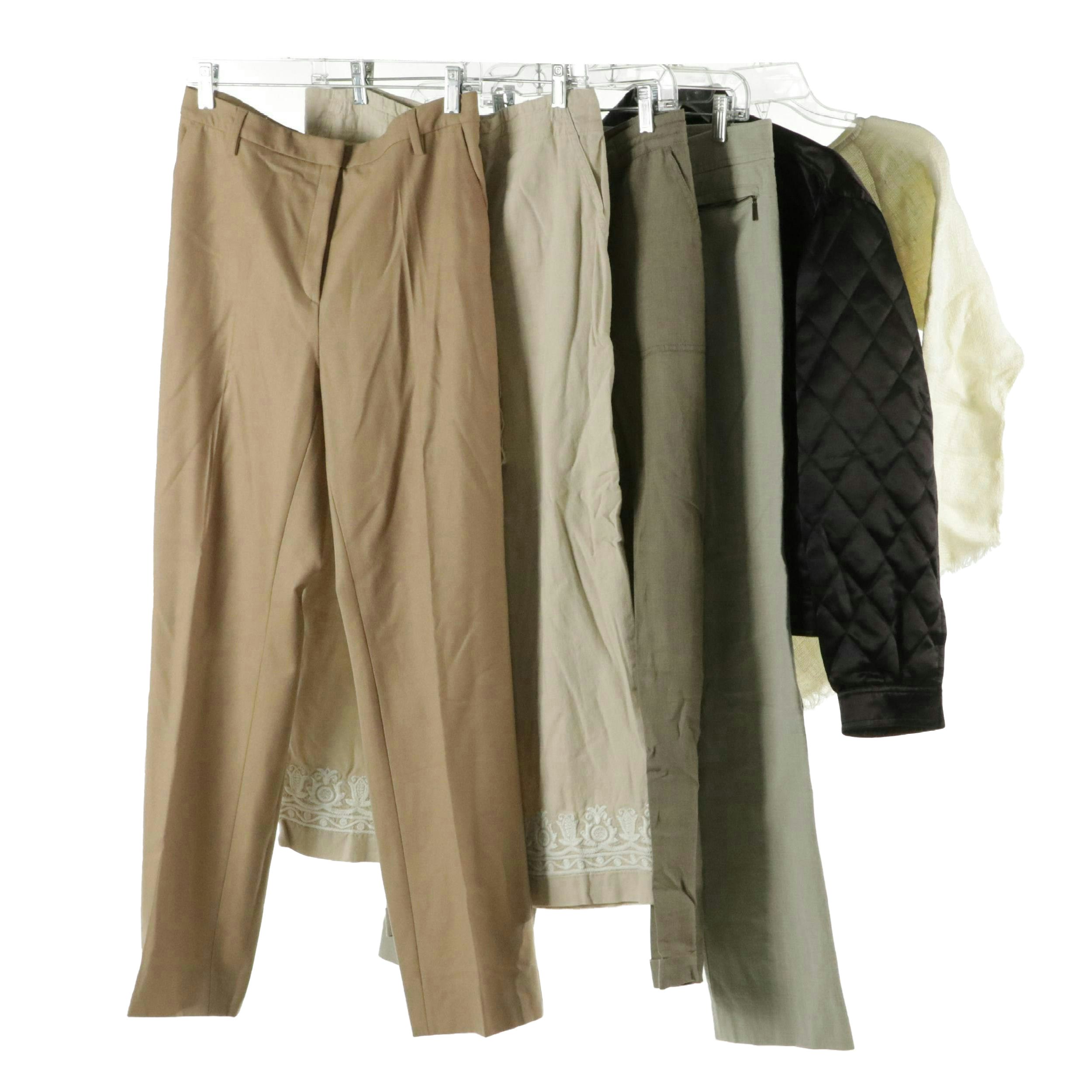 Kathryn Conover Quilted Satin Jacket, Barneys New York & Other Linen Pants, More