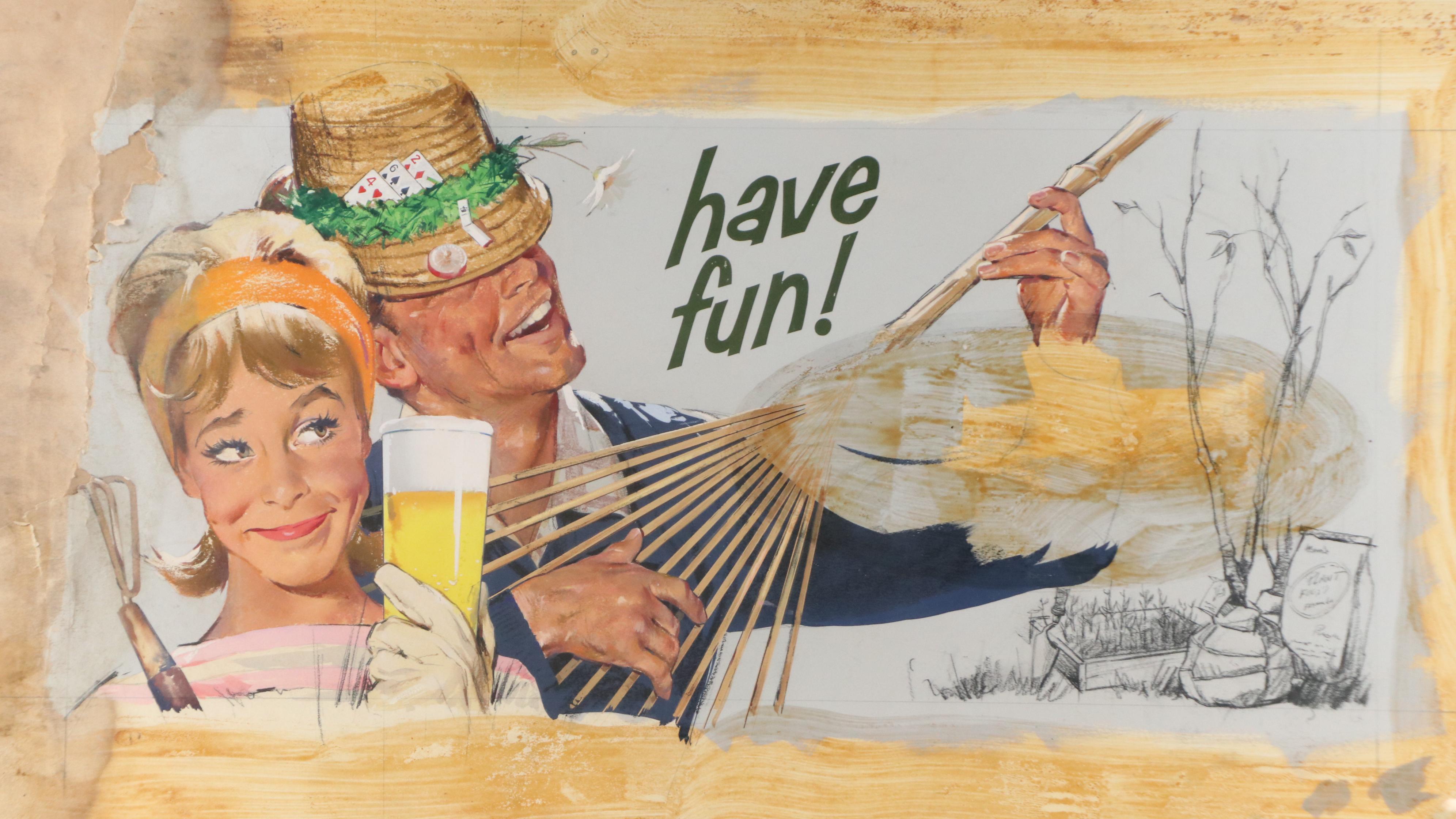 Modern Mixed Media Illustration "Have Fun!," Mid-20th Century