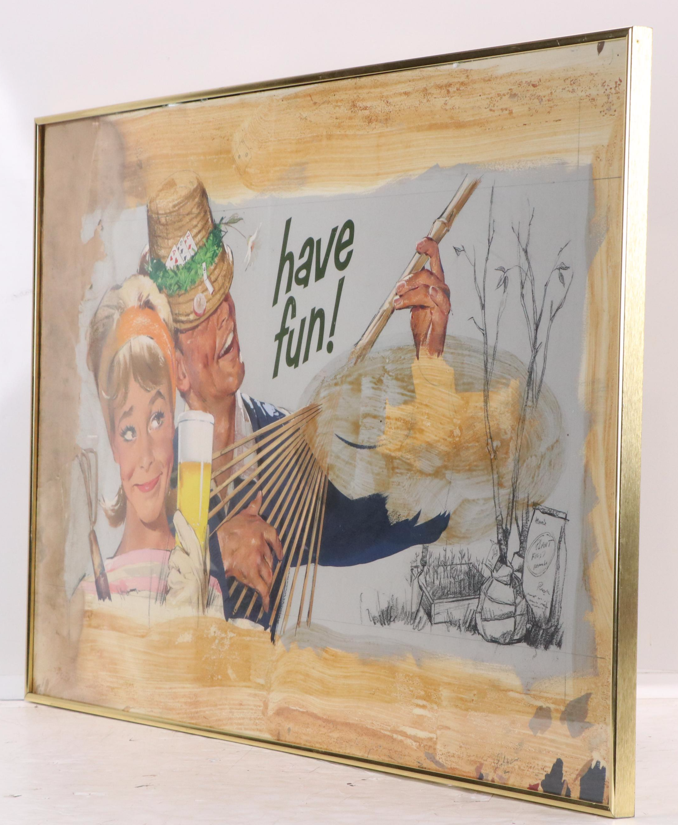 Modern Mixed Media Illustration "Have Fun!," Mid-20th Century