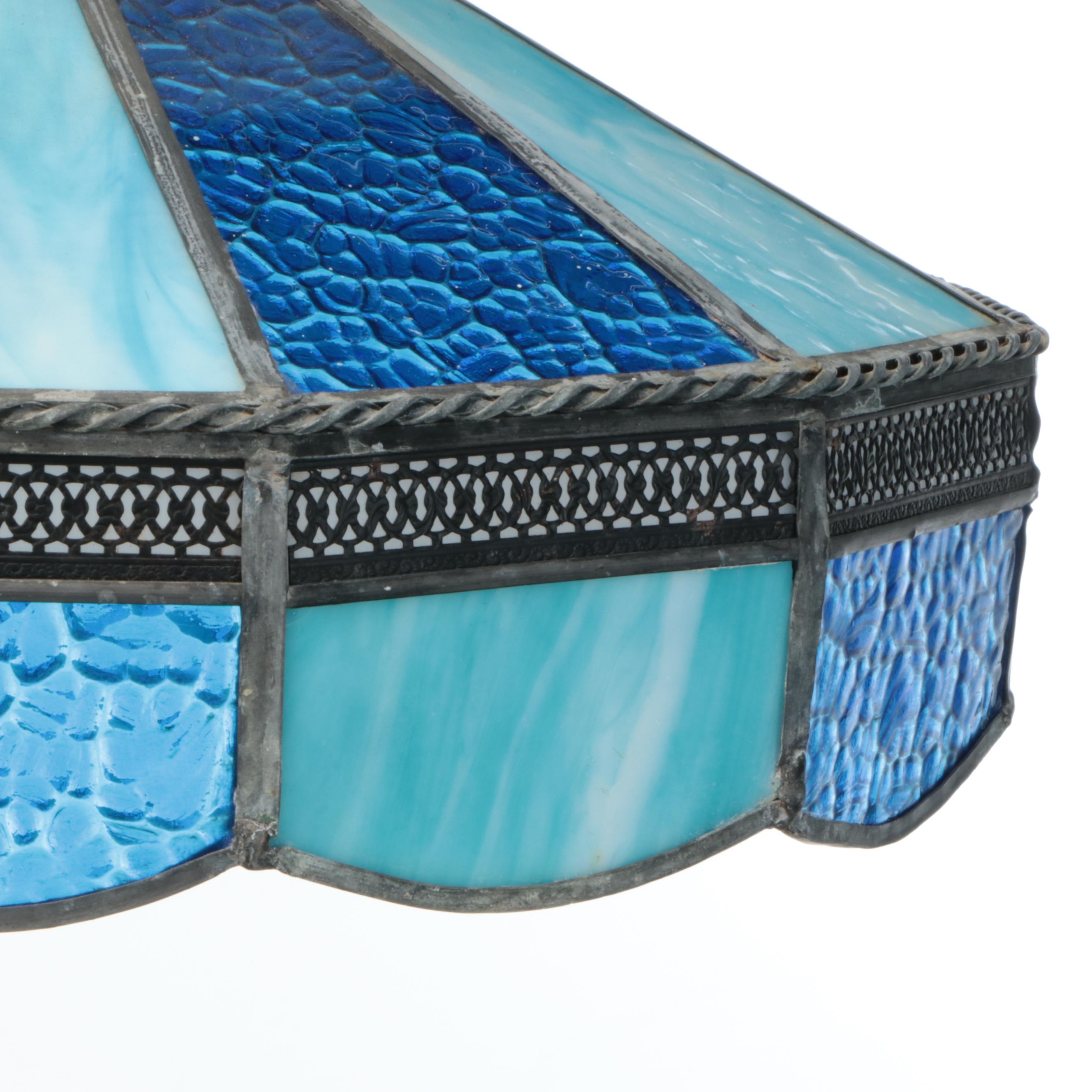 Blue Slag Glass Pendant Light