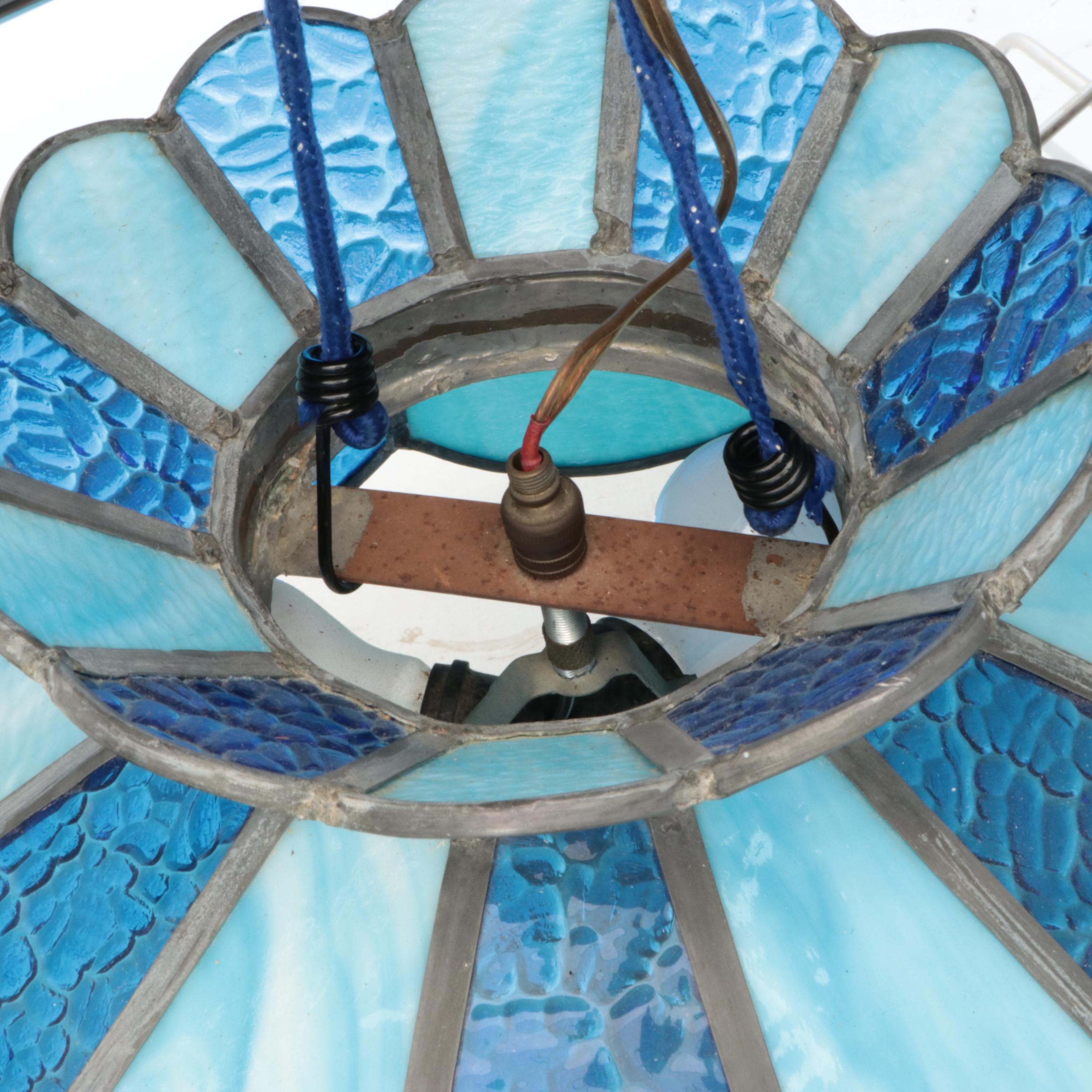 Blue Slag Glass Pendant Light