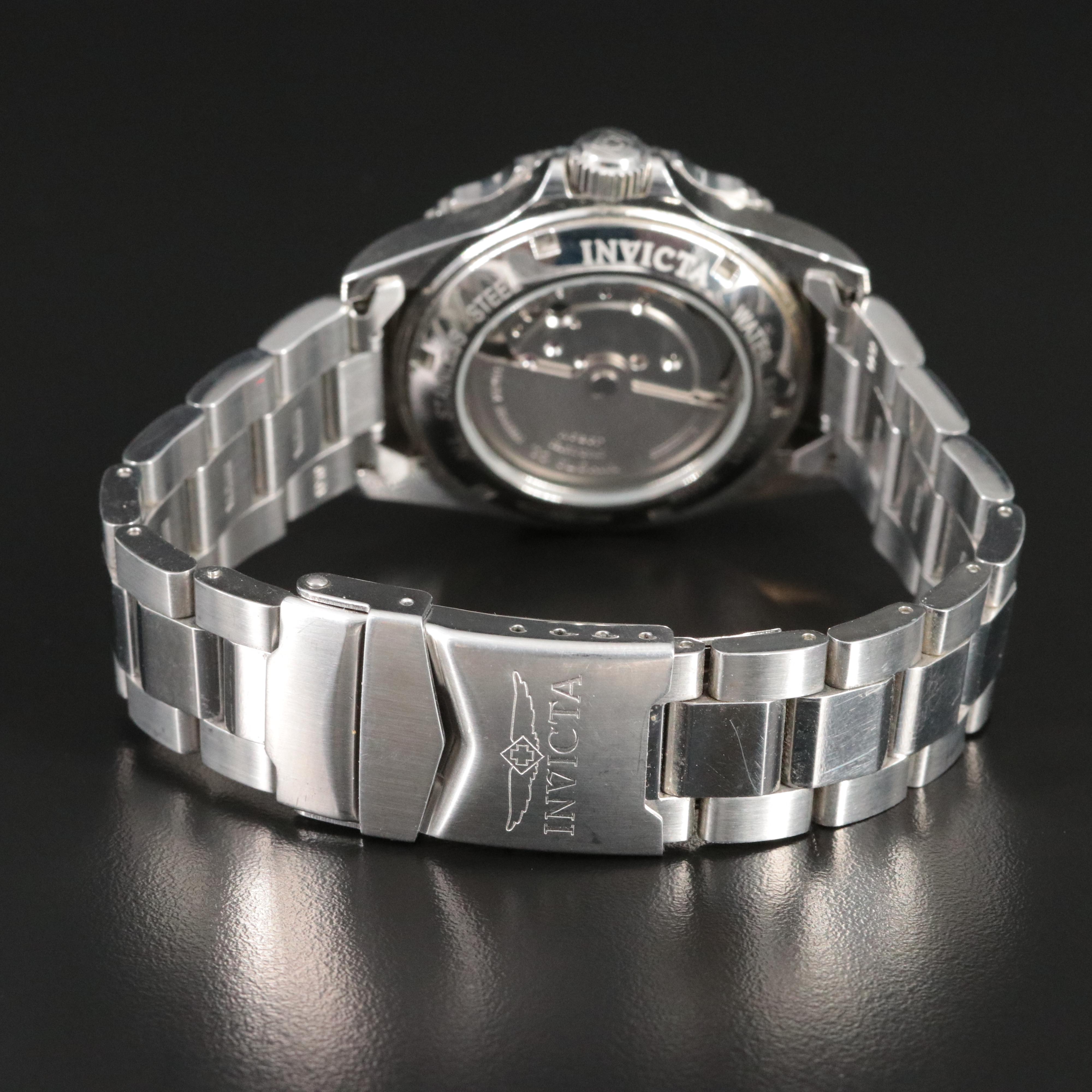 Invicta Orange Dial Stainless Steel Day-Date Divers 200m Watch