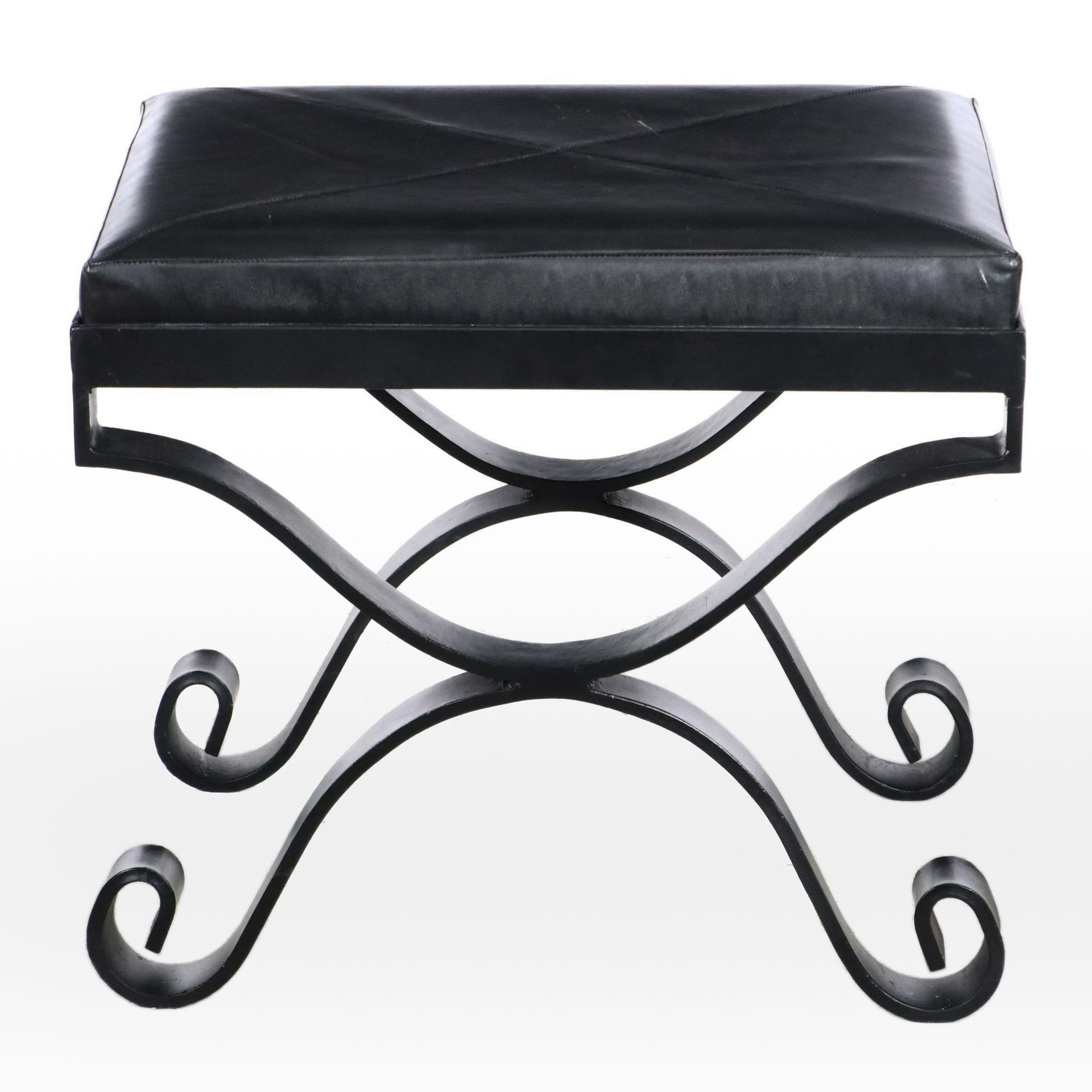 Spanish Baroque Style Leather Ottoman
