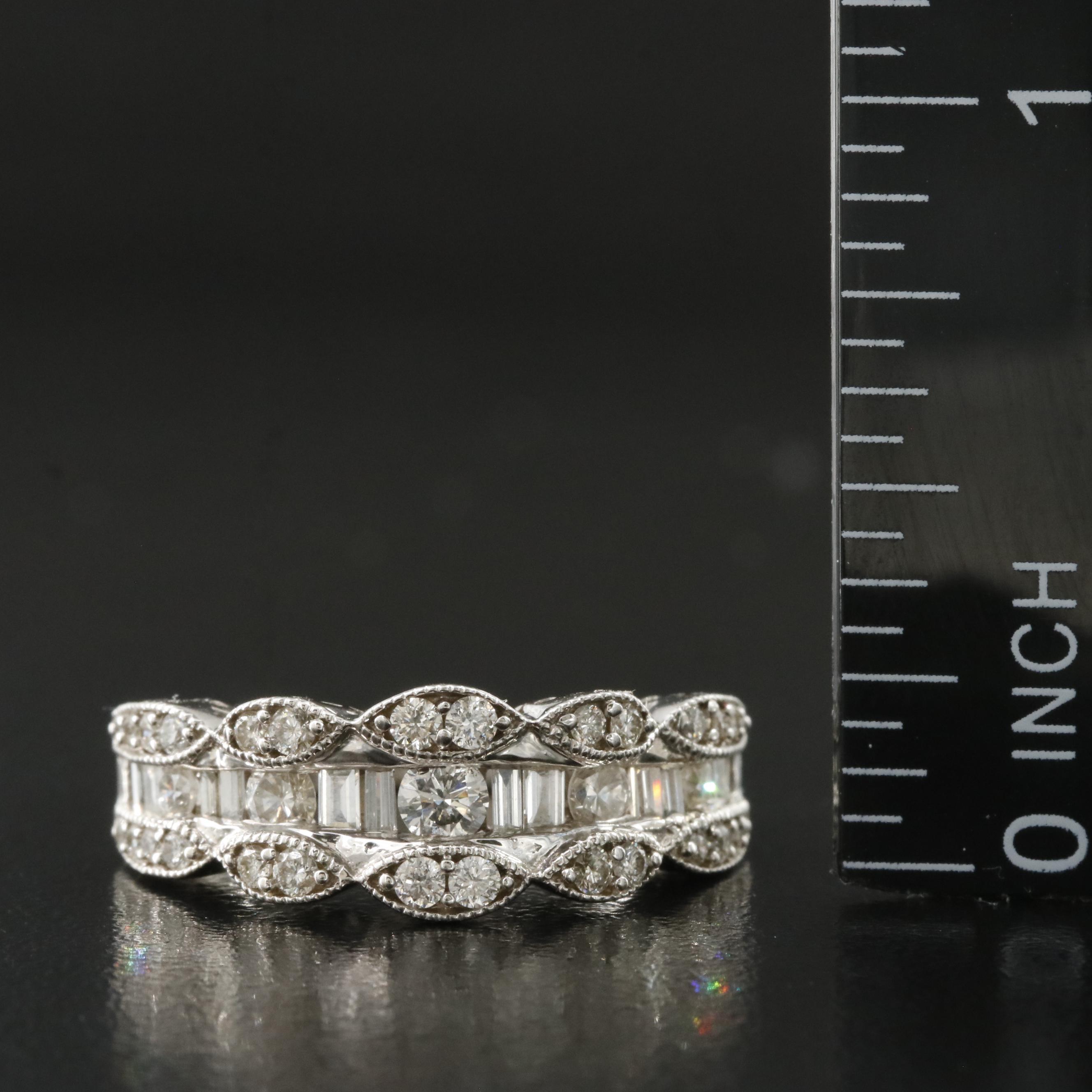 14K 0.99 CTW Diamond Fluted Ring