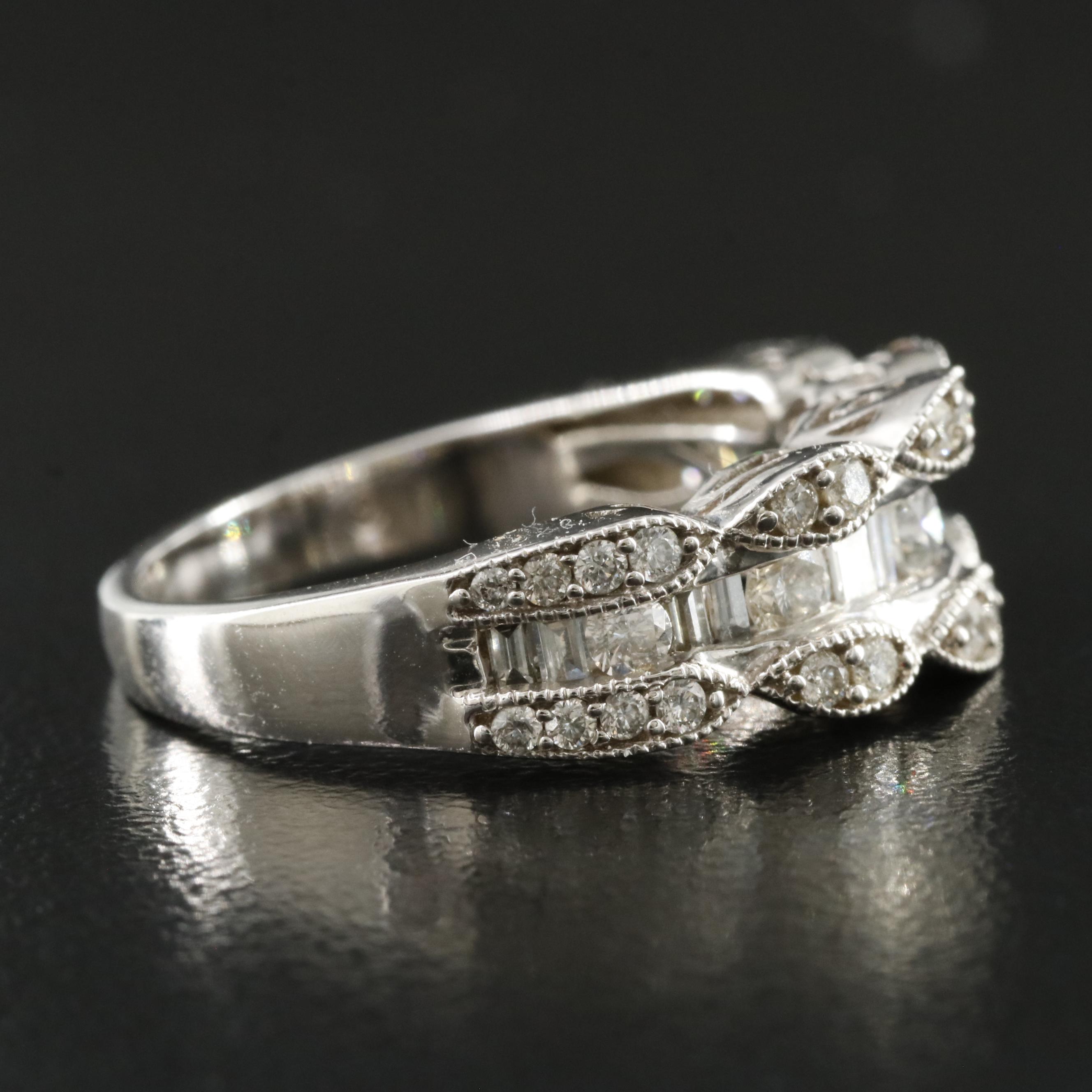 14K 0.99 CTW Diamond Fluted Ring