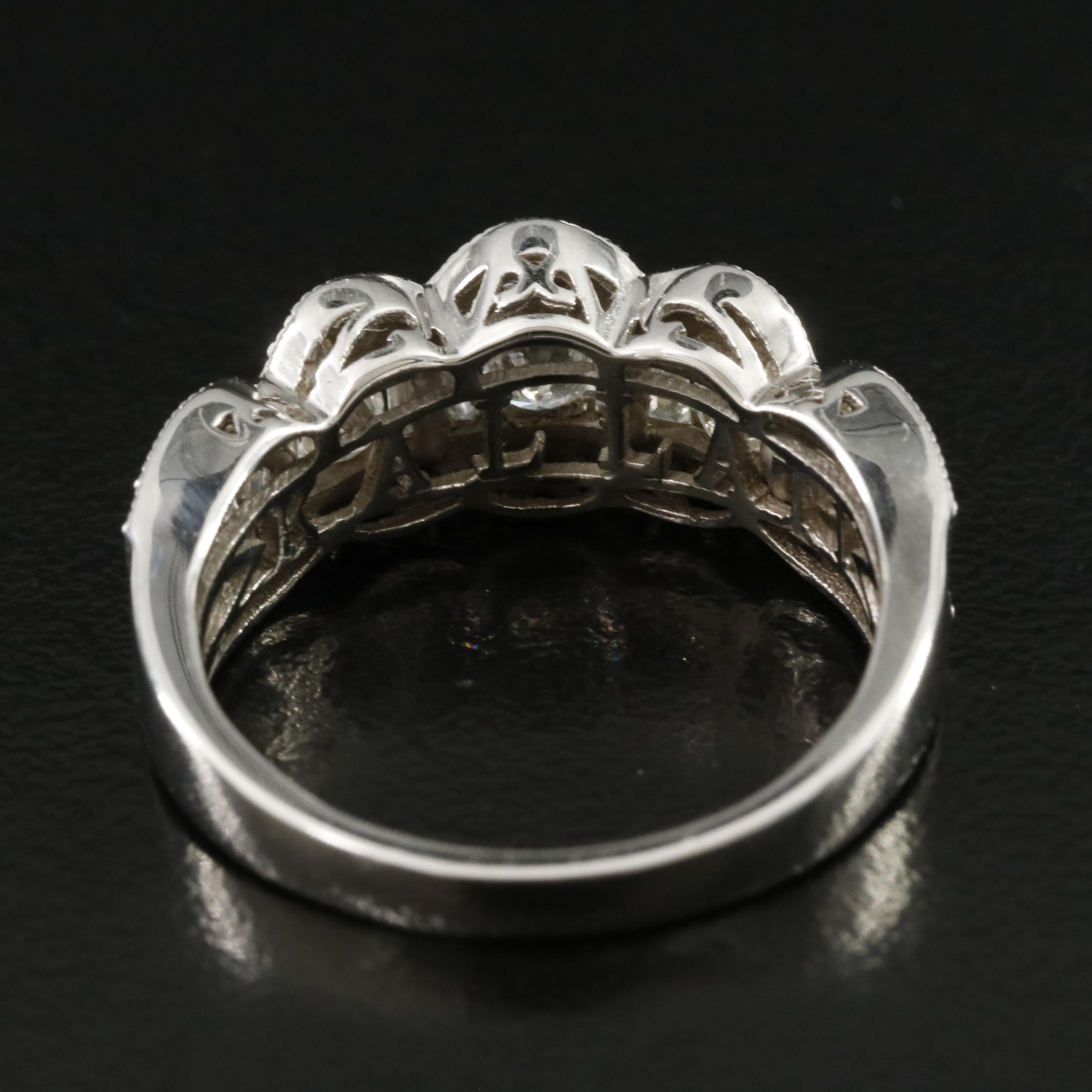 14K 0.99 CTW Diamond Fluted Ring