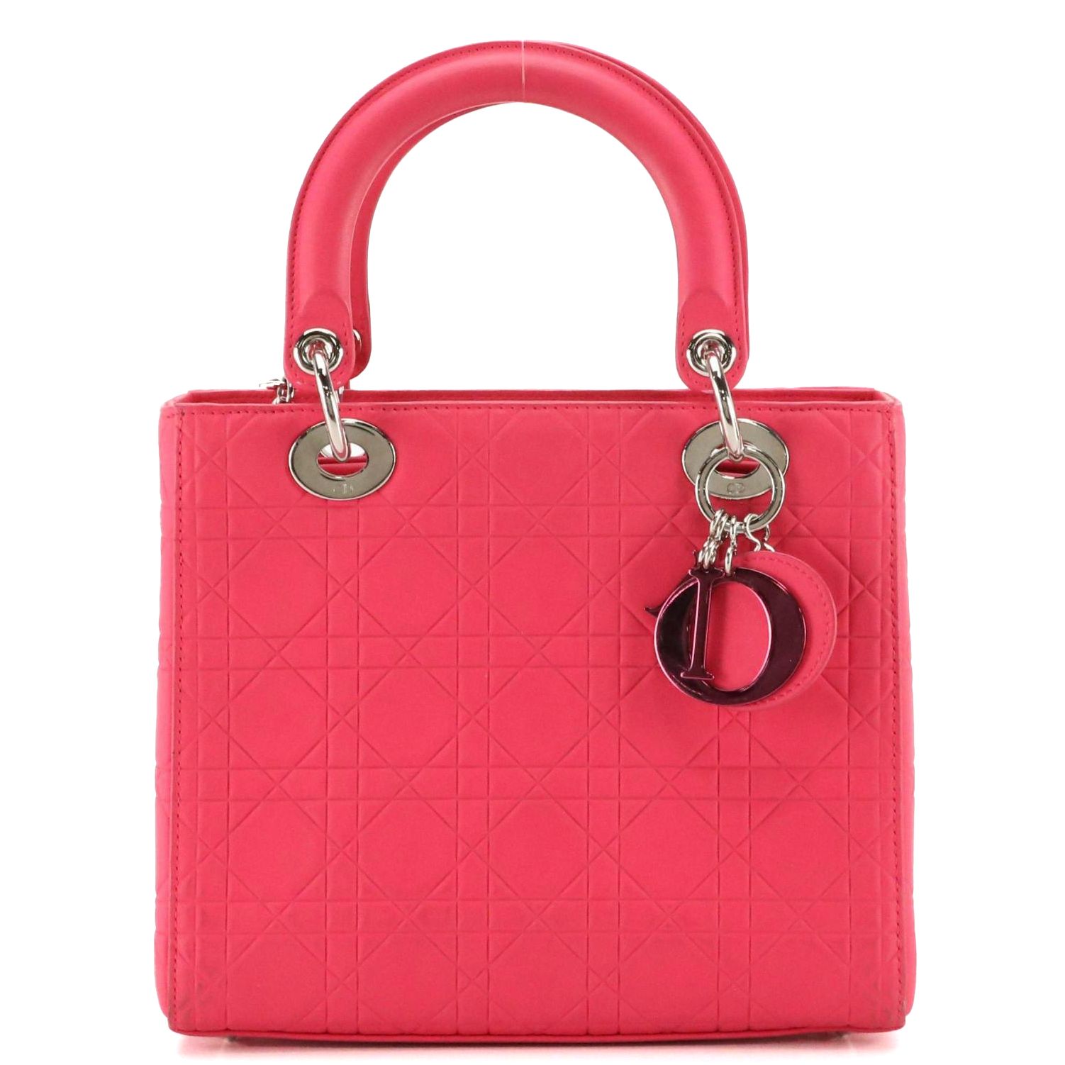 Christian Dior Lady Dior Two-Way Bag in Pink Cannage Embossed Coated Leather
