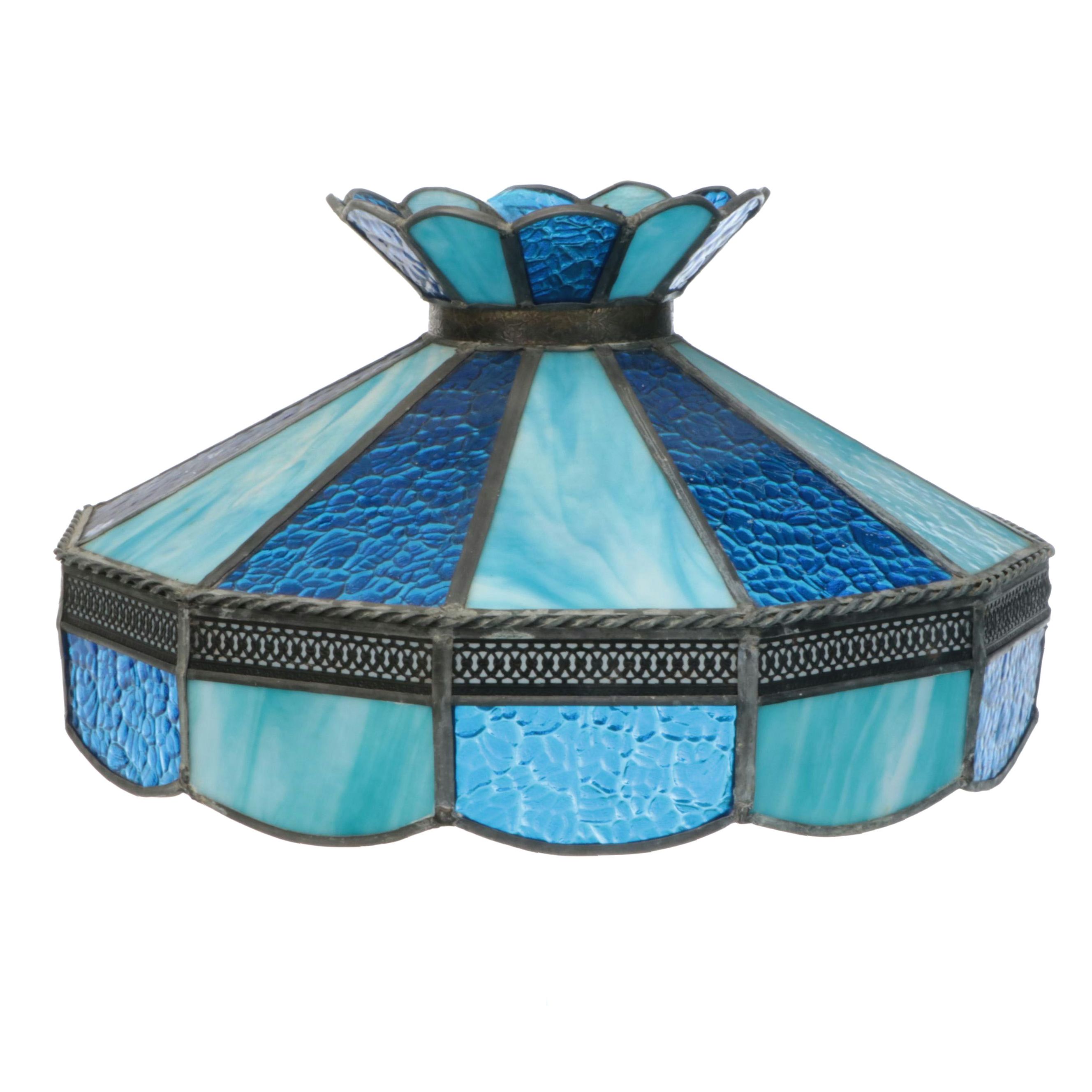 Blue Slag Glass Pendant Light