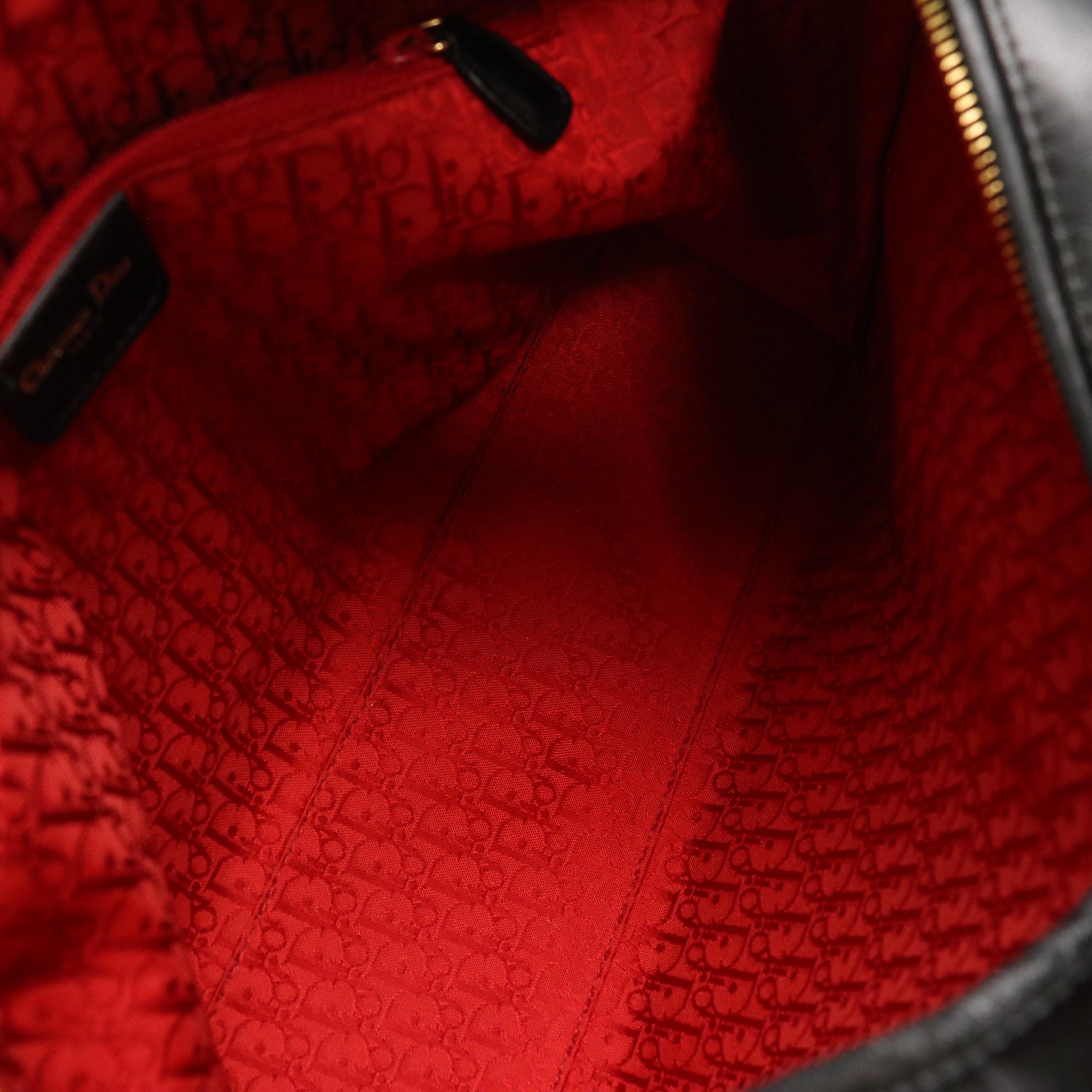 Christian Dior Large Lady Dior Two-Way Bag in Black Cannage Quilted Lambskin