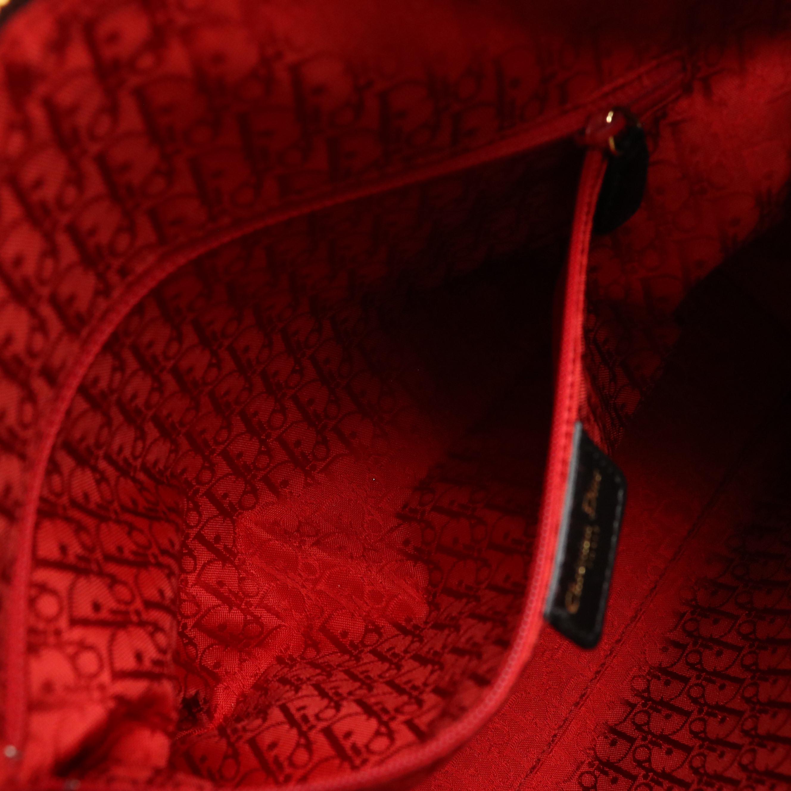 Christian Dior Large Lady Dior Two-Way Bag in Black Cannage Quilted Lambskin