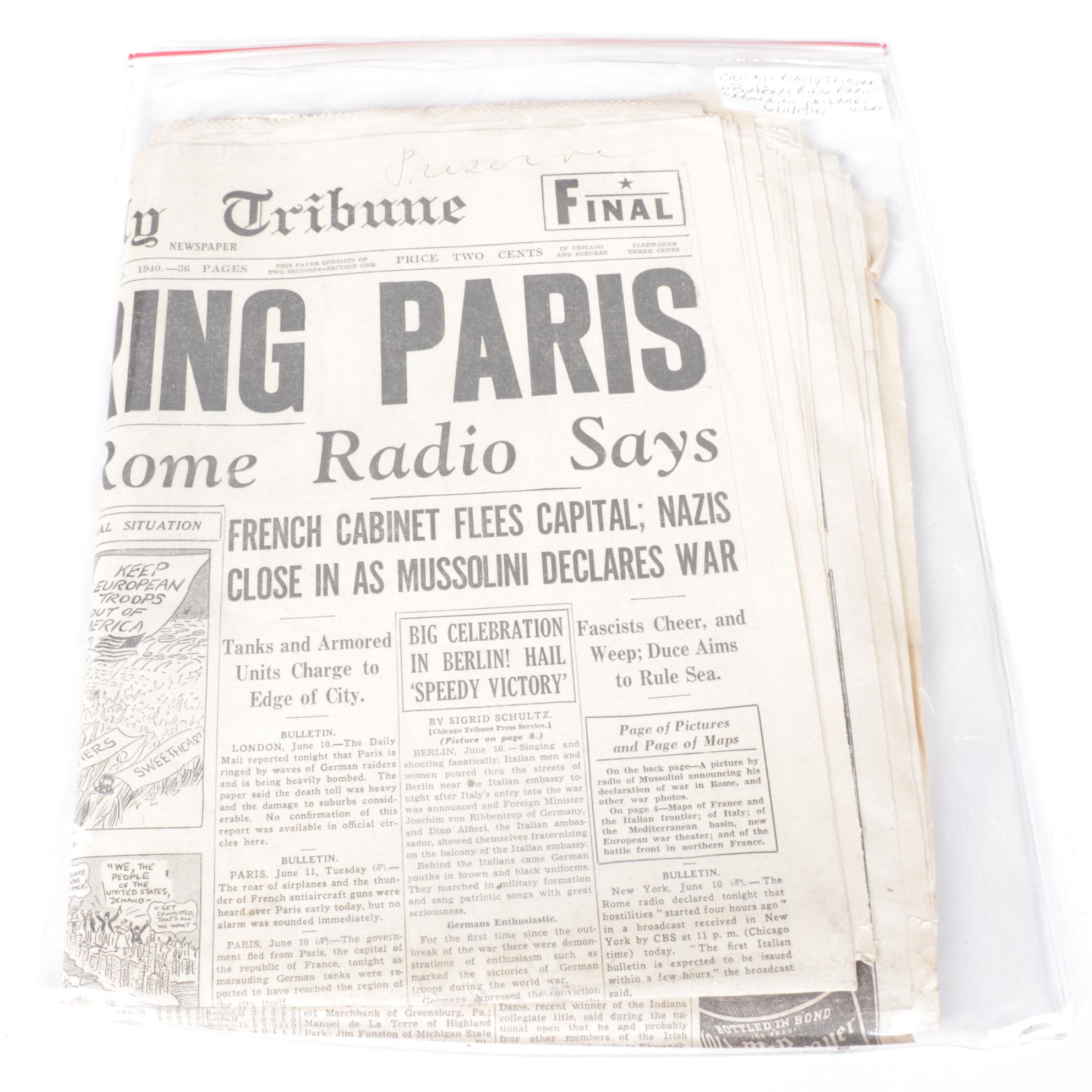 "Chicago Daily Tribune" World War II Era Newspapers in Collection, 1940