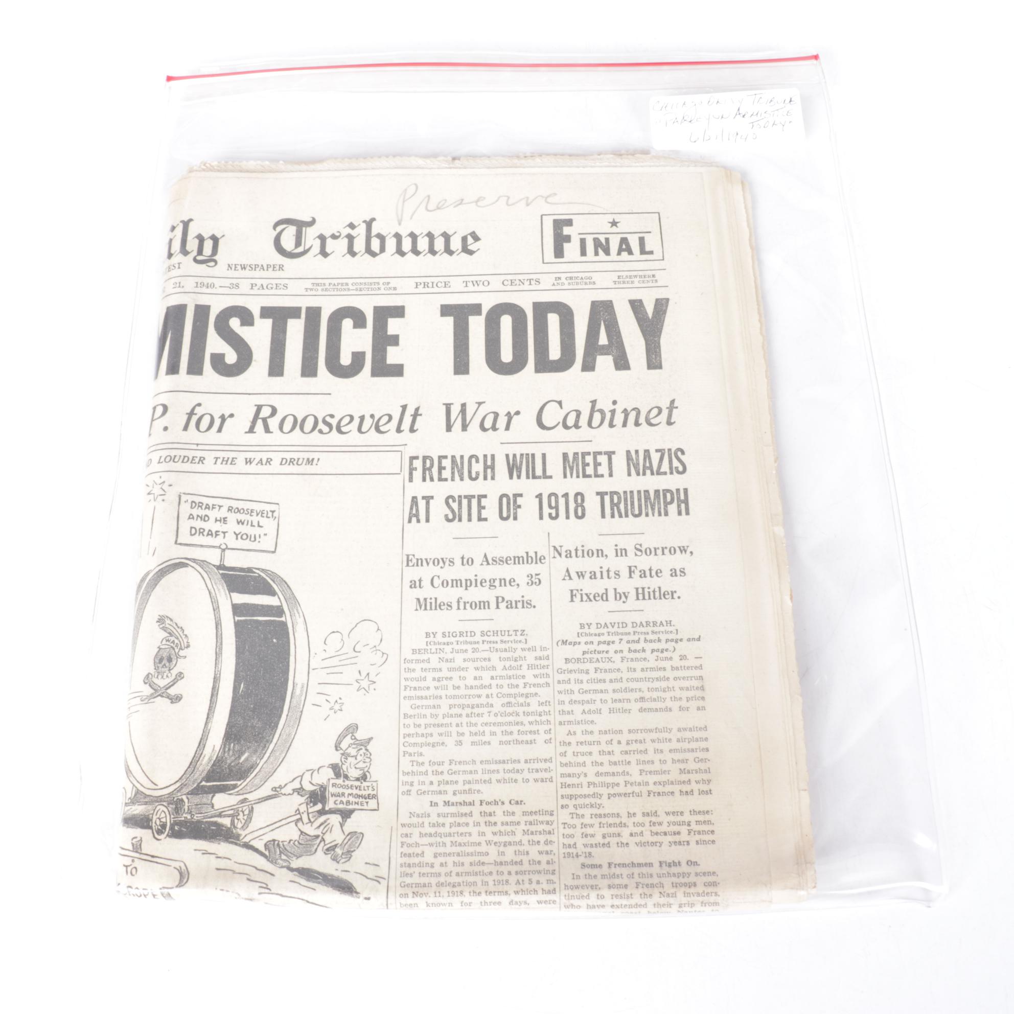 "Chicago Daily Tribune" World War II Era Newspapers in Collection, 1940