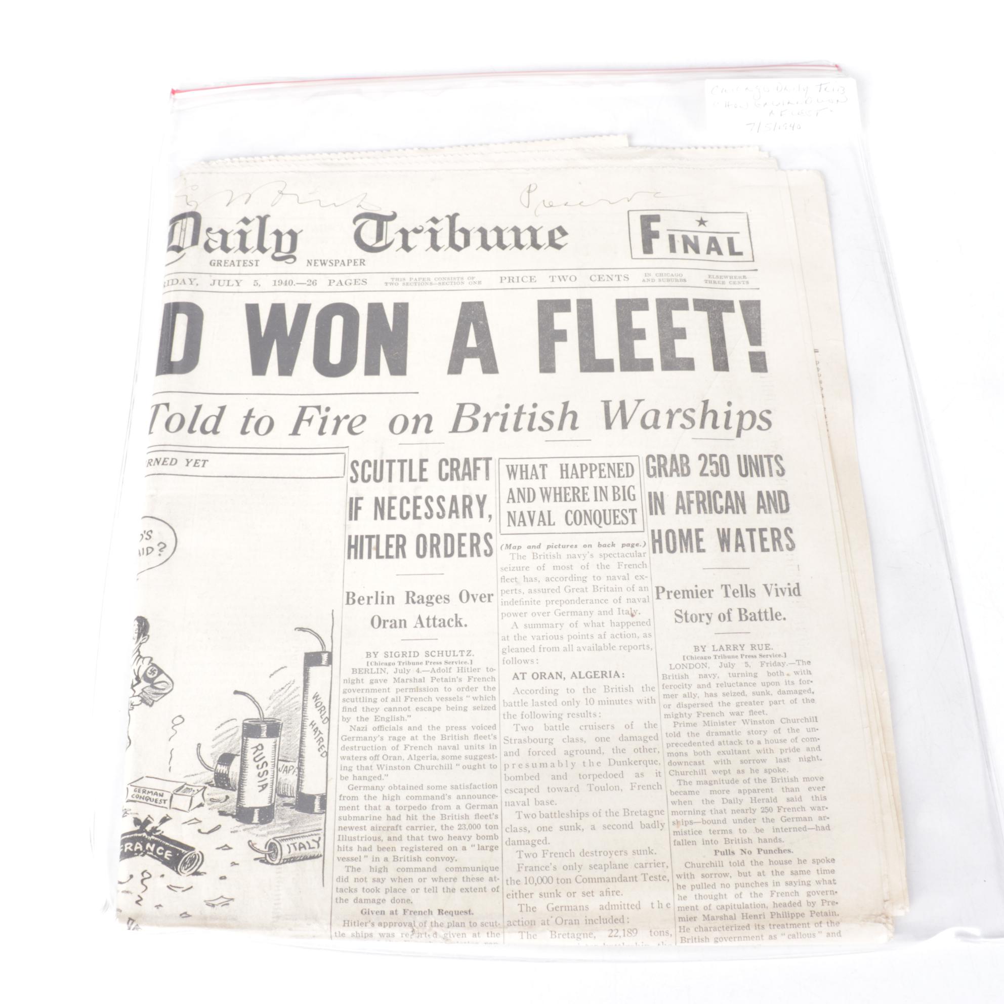 "Chicago Daily Tribune" World War II Era Newspapers in Collection, 1940