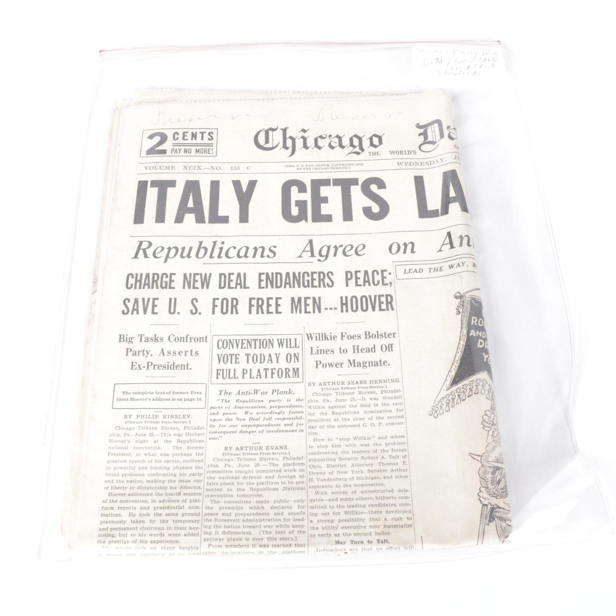 "Chicago Daily Tribune" World War II Era Newspapers in Collection, 1940
