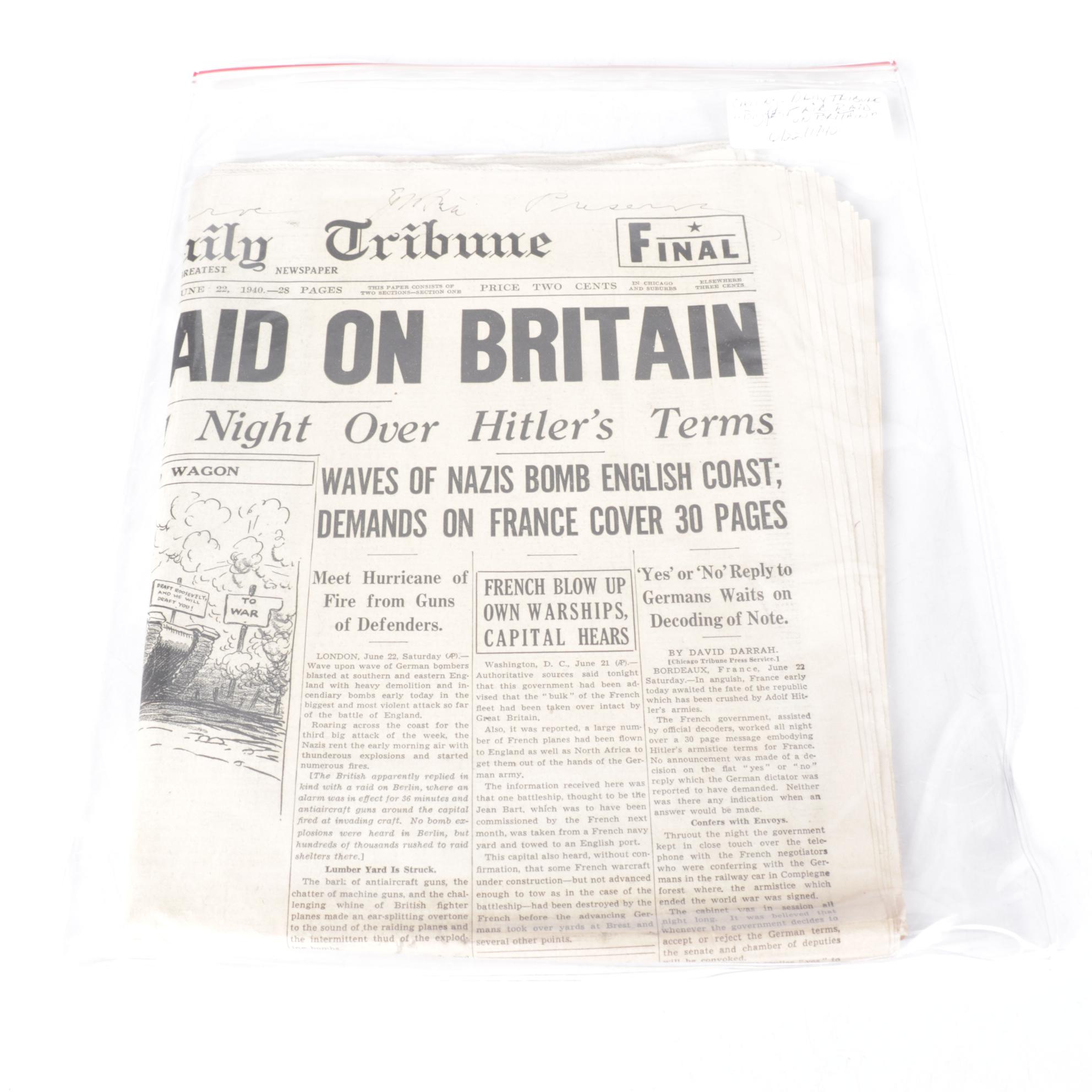 "Chicago Daily Tribune" World War II Era Newspapers in Collection, 1940