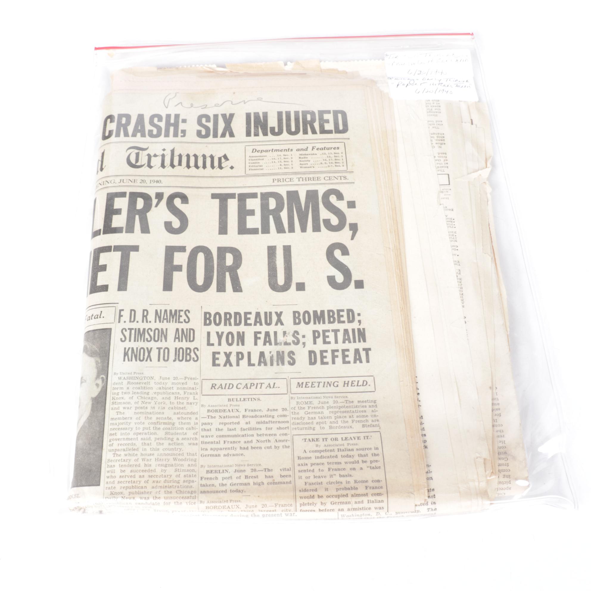 "Chicago Daily Tribune" World War II Era Newspapers in Collection, 1940