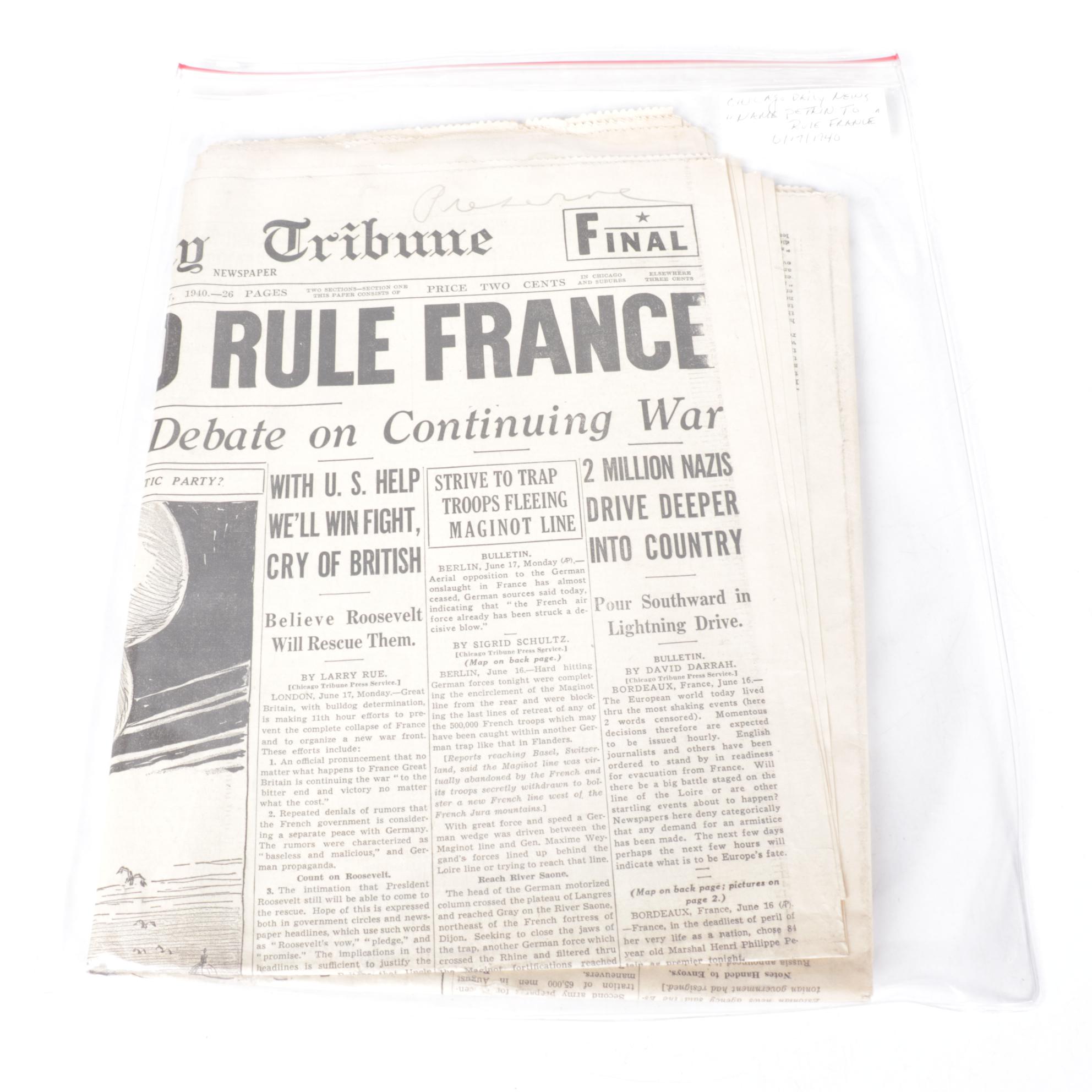 "Chicago Daily Tribune" World War II Era Newspapers in Collection, 1940