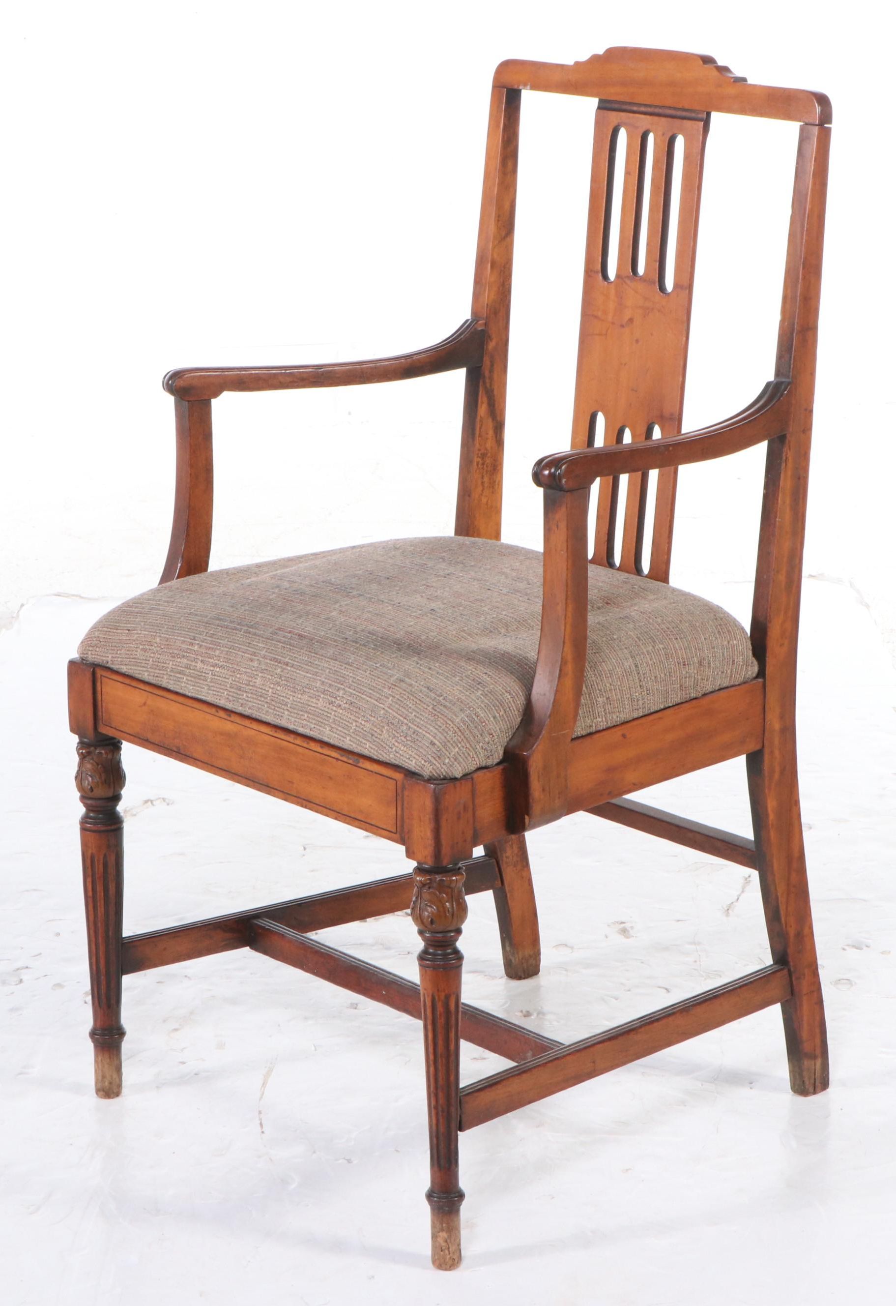 Federal Style Cherry Armchair with Oak Mission Style Children's Rocking Chair