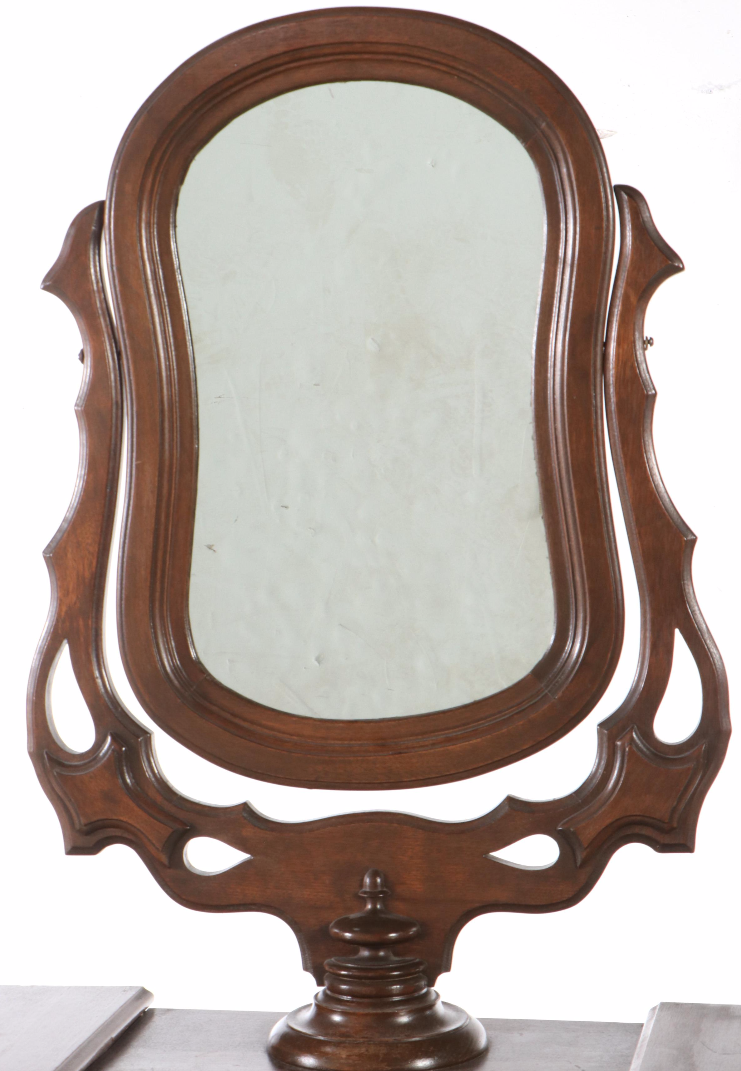 Victorian Walnut Men's Vanity and Dresser with Marble Slab