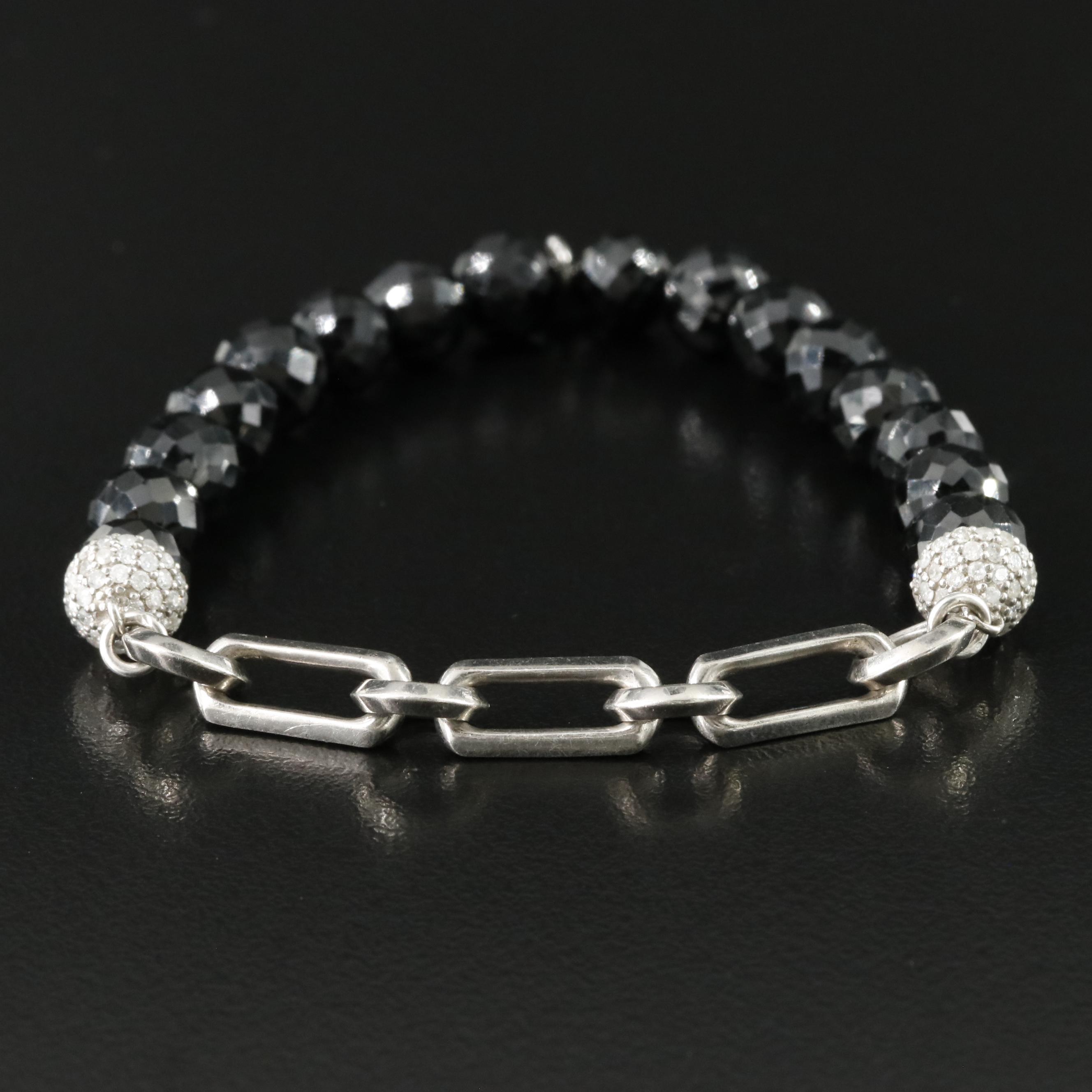 Sheryl Lowe Sterling Spinel and Diamond Bracelet