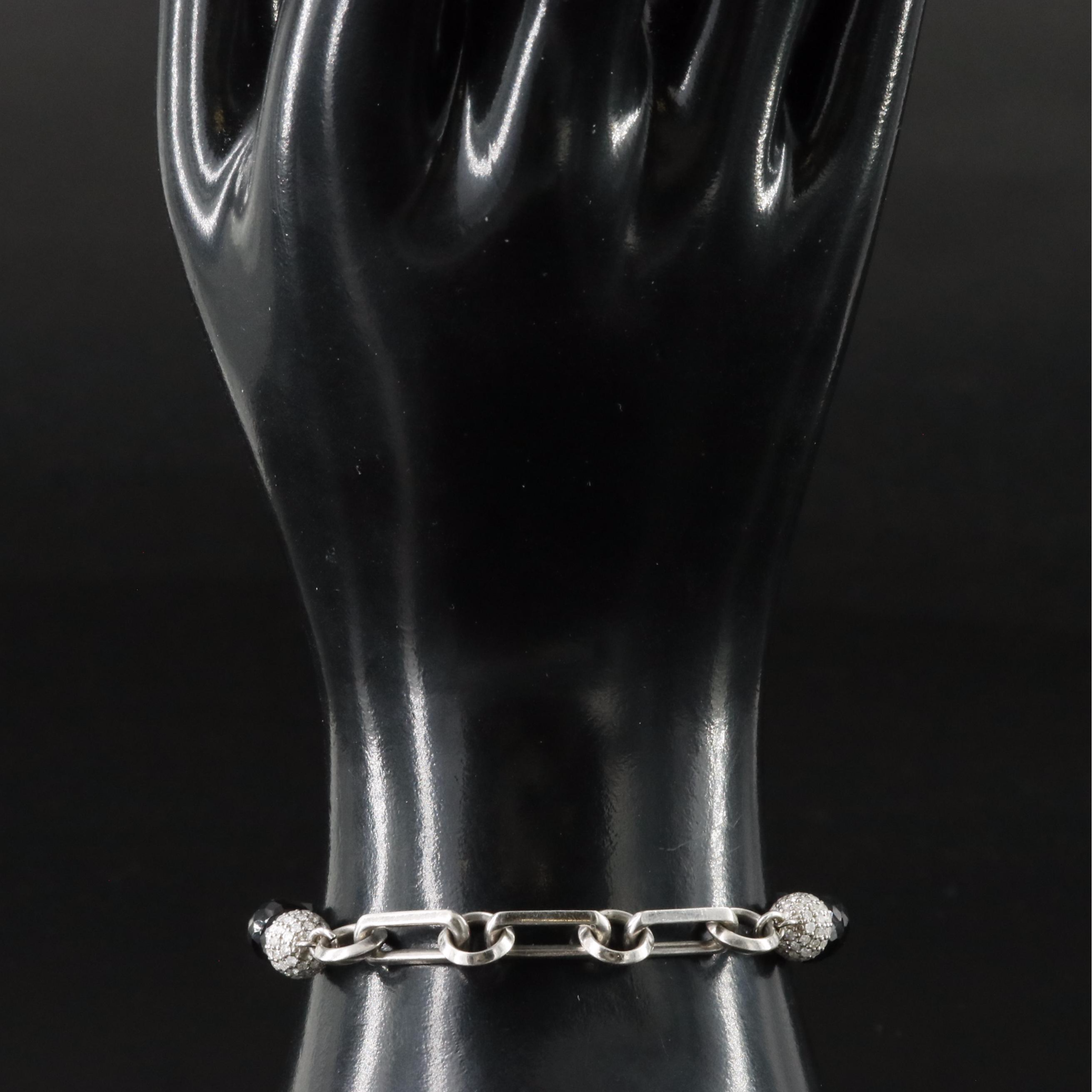 Sheryl Lowe Sterling Spinel and Diamond Bracelet