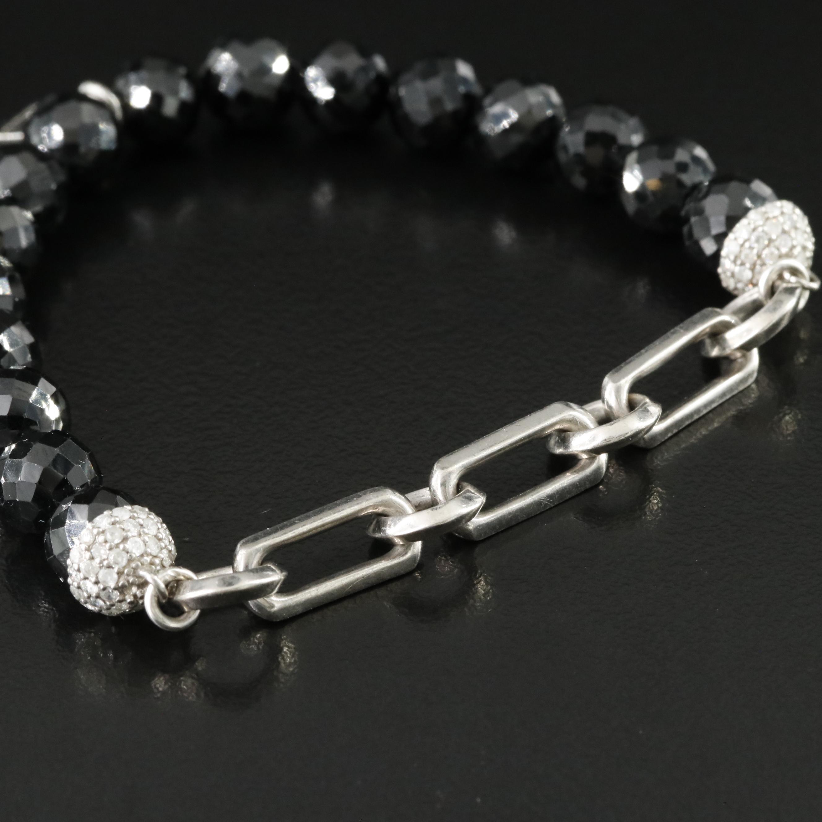Sheryl Lowe Sterling Spinel and Diamond Bracelet