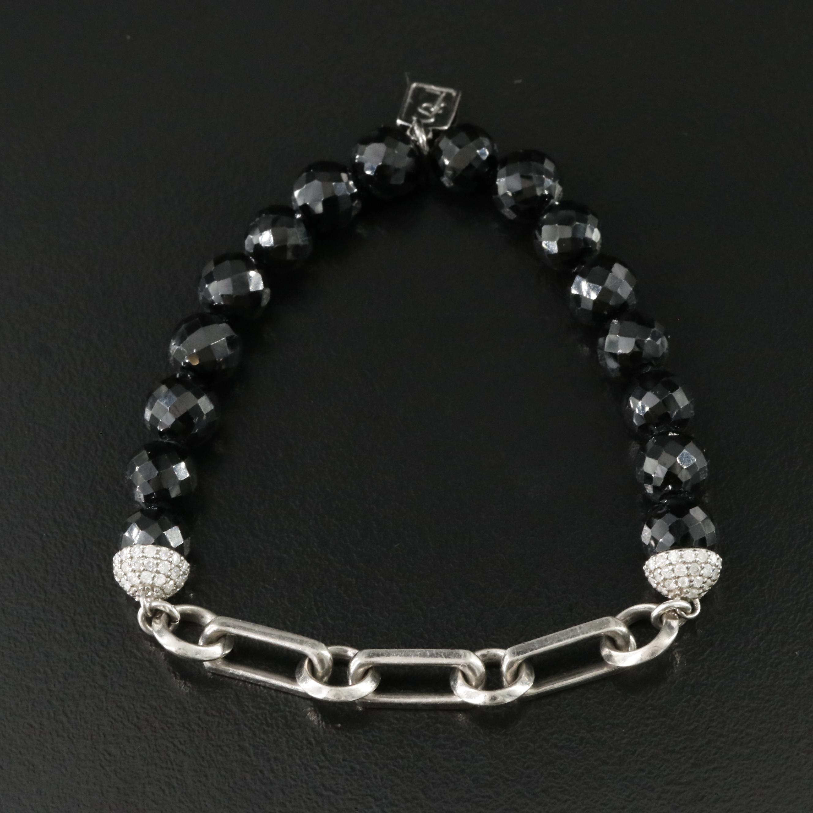 Sheryl Lowe Sterling Spinel and Diamond Bracelet