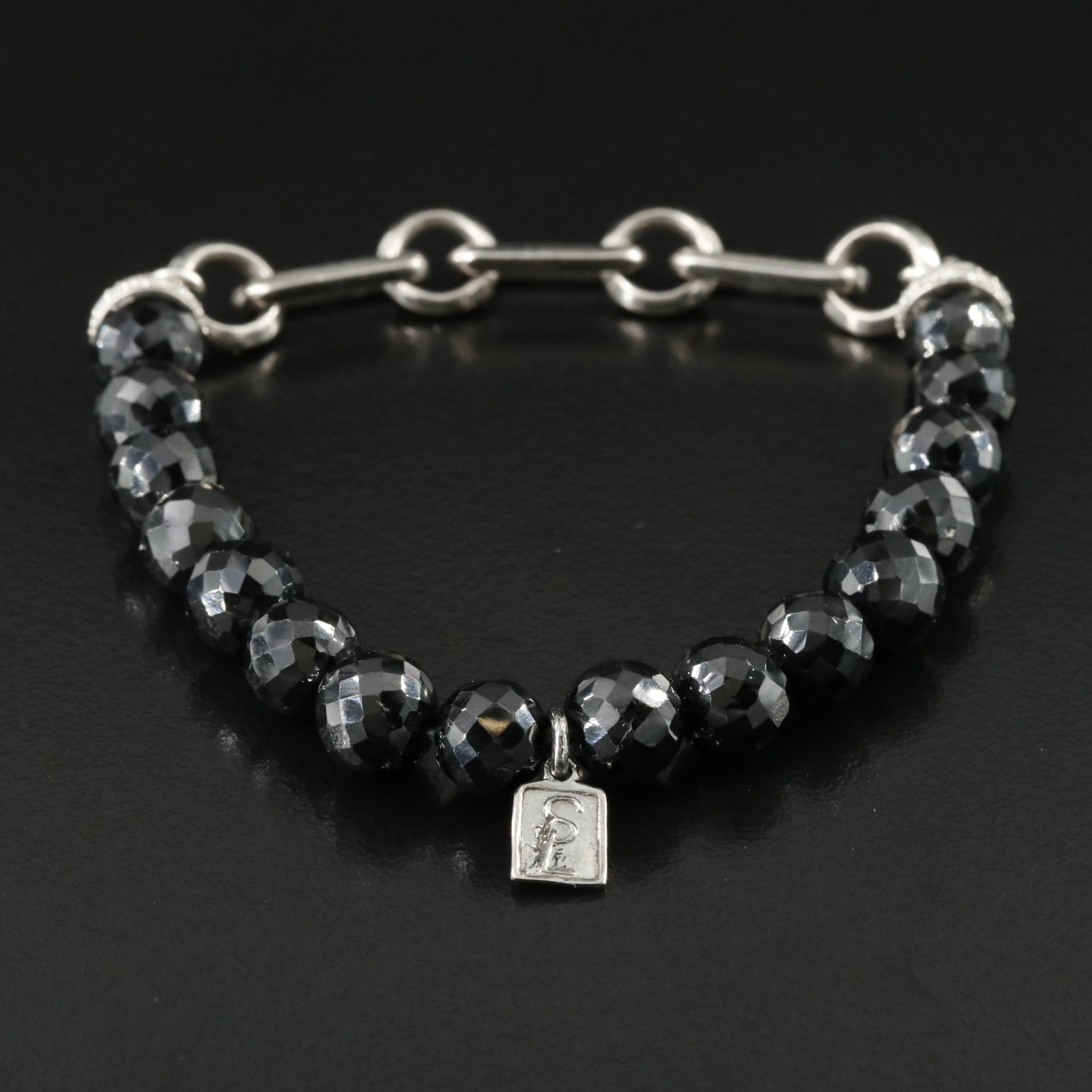 Sheryl Lowe Sterling Spinel and Diamond Bracelet