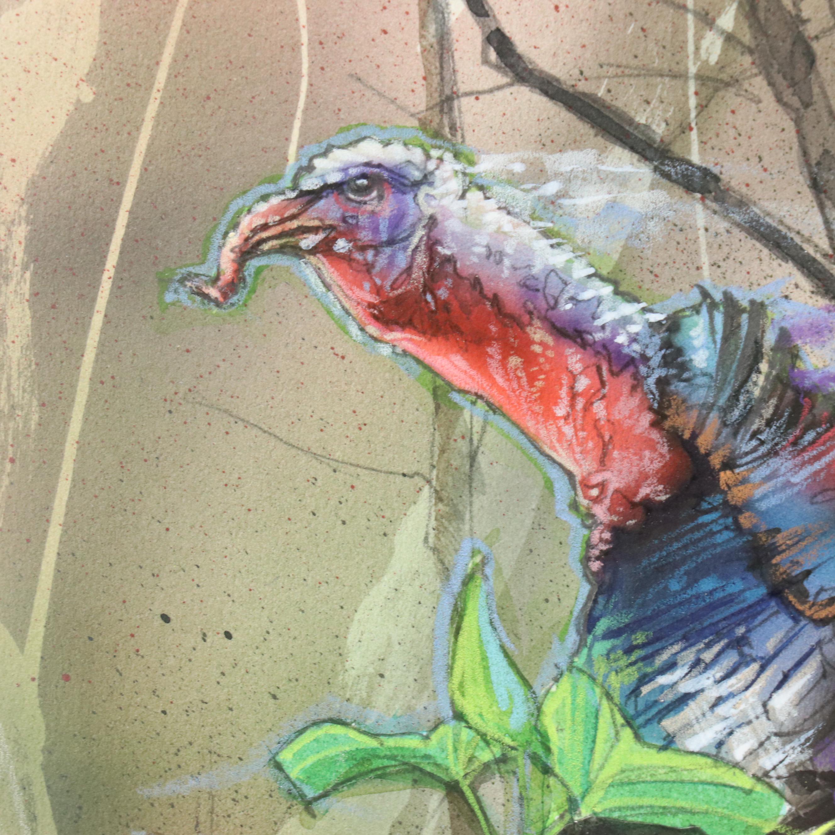 Jack Pennington Mixed Media Illustration of Wild Turkey
