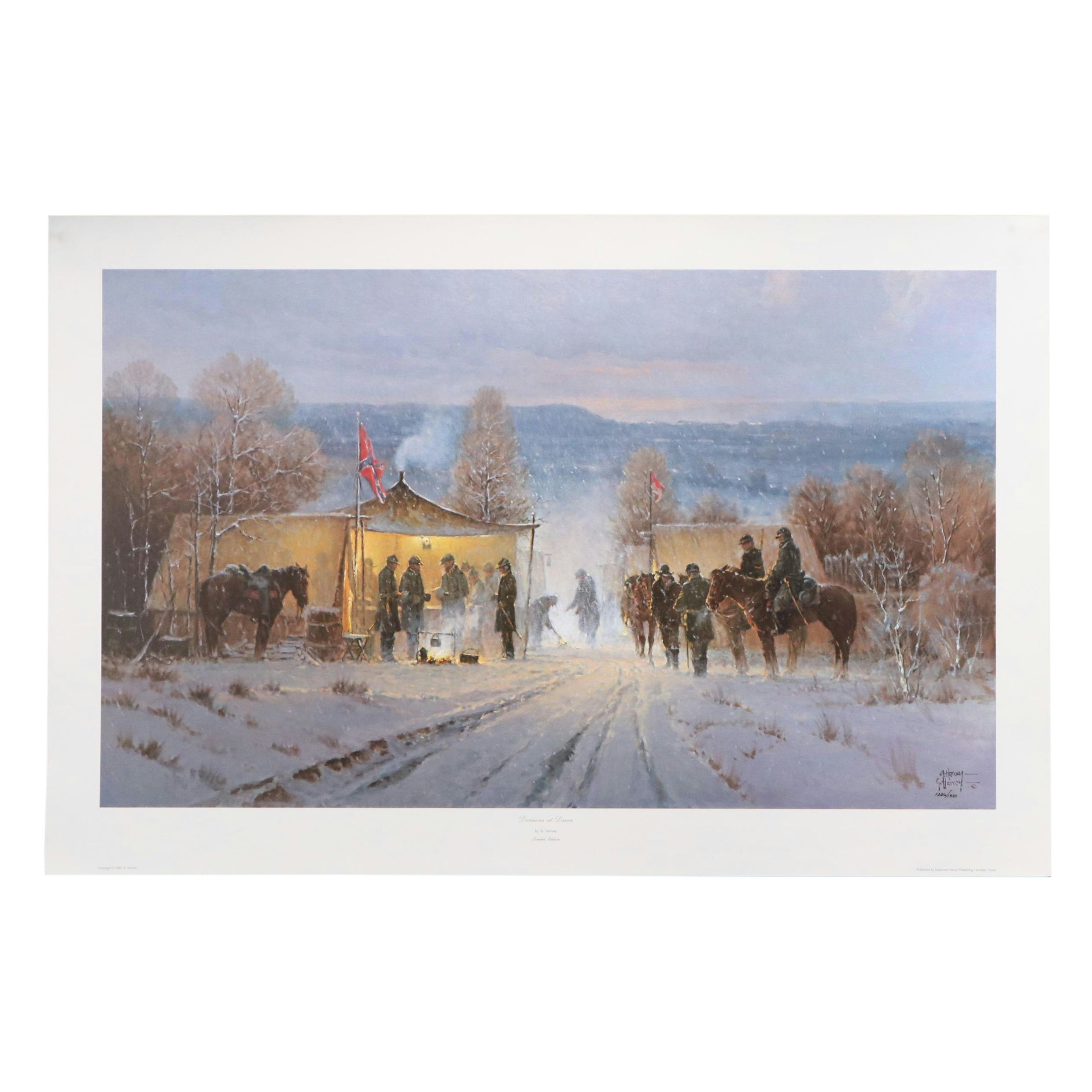 G. Harvey Civil War Offset Lithograph "Decisions at Dawn," 1993