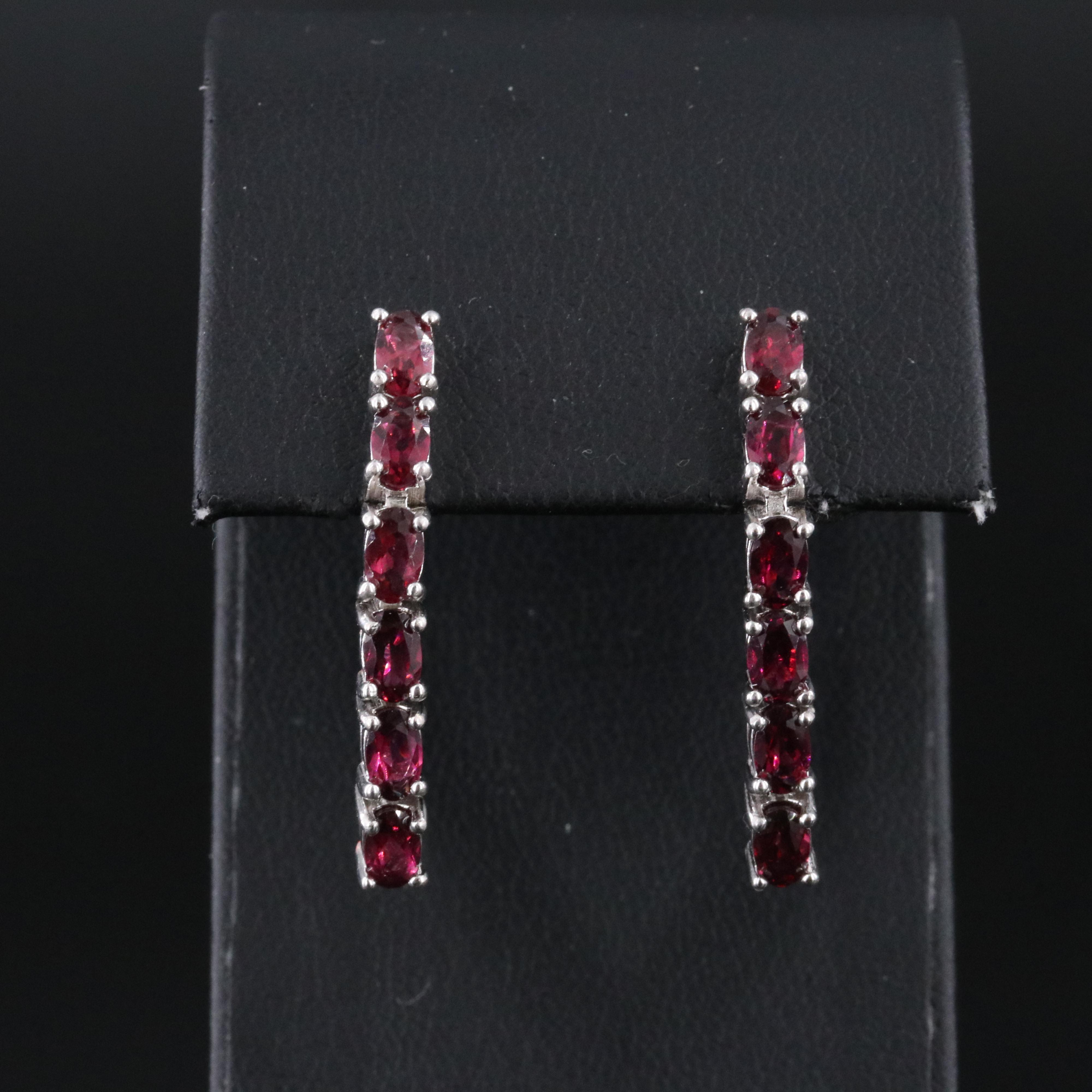 Sterling Rhodolite Garnet Drop Earrings