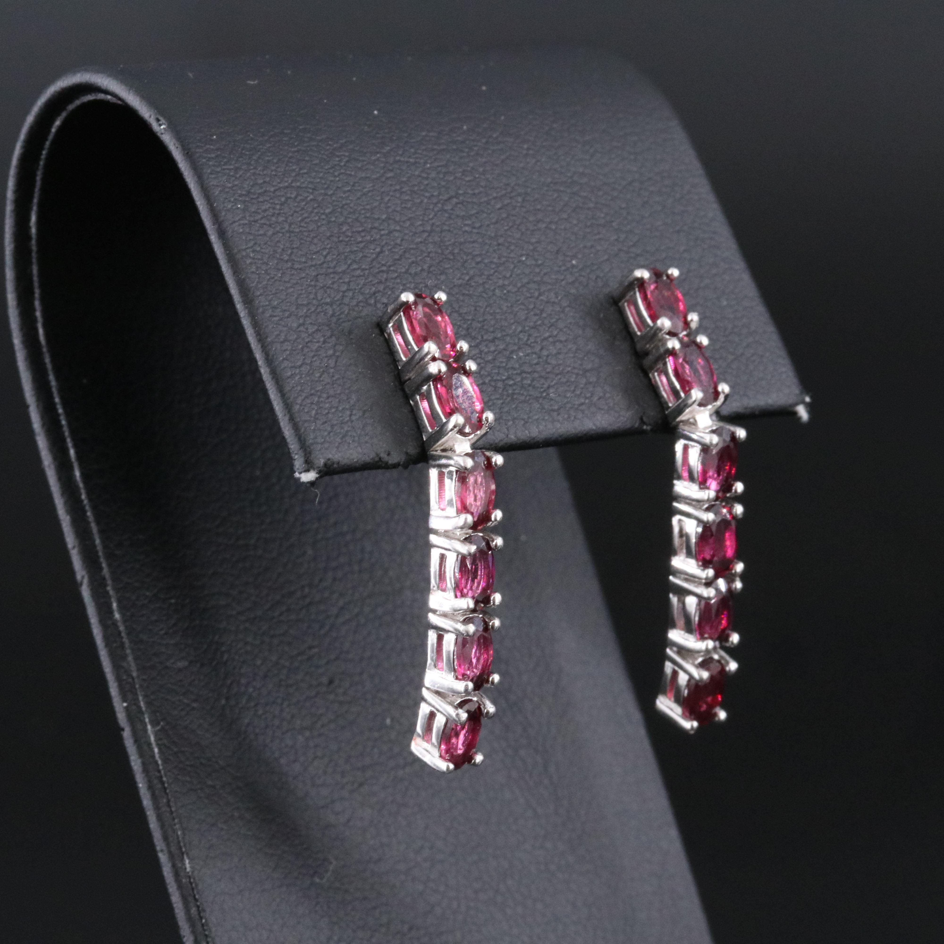Sterling Rhodolite Garnet Drop Earrings