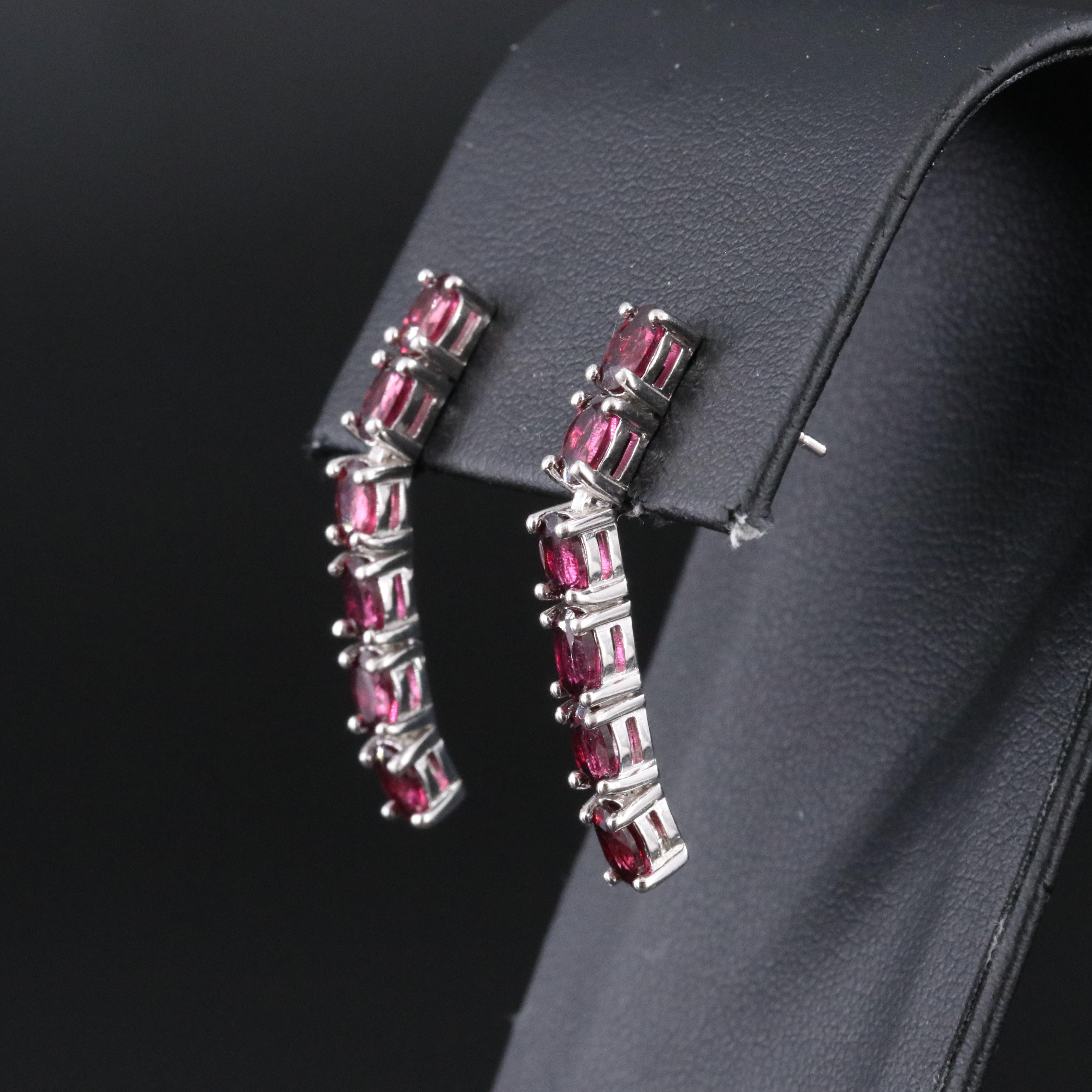 Sterling Rhodolite Garnet Drop Earrings