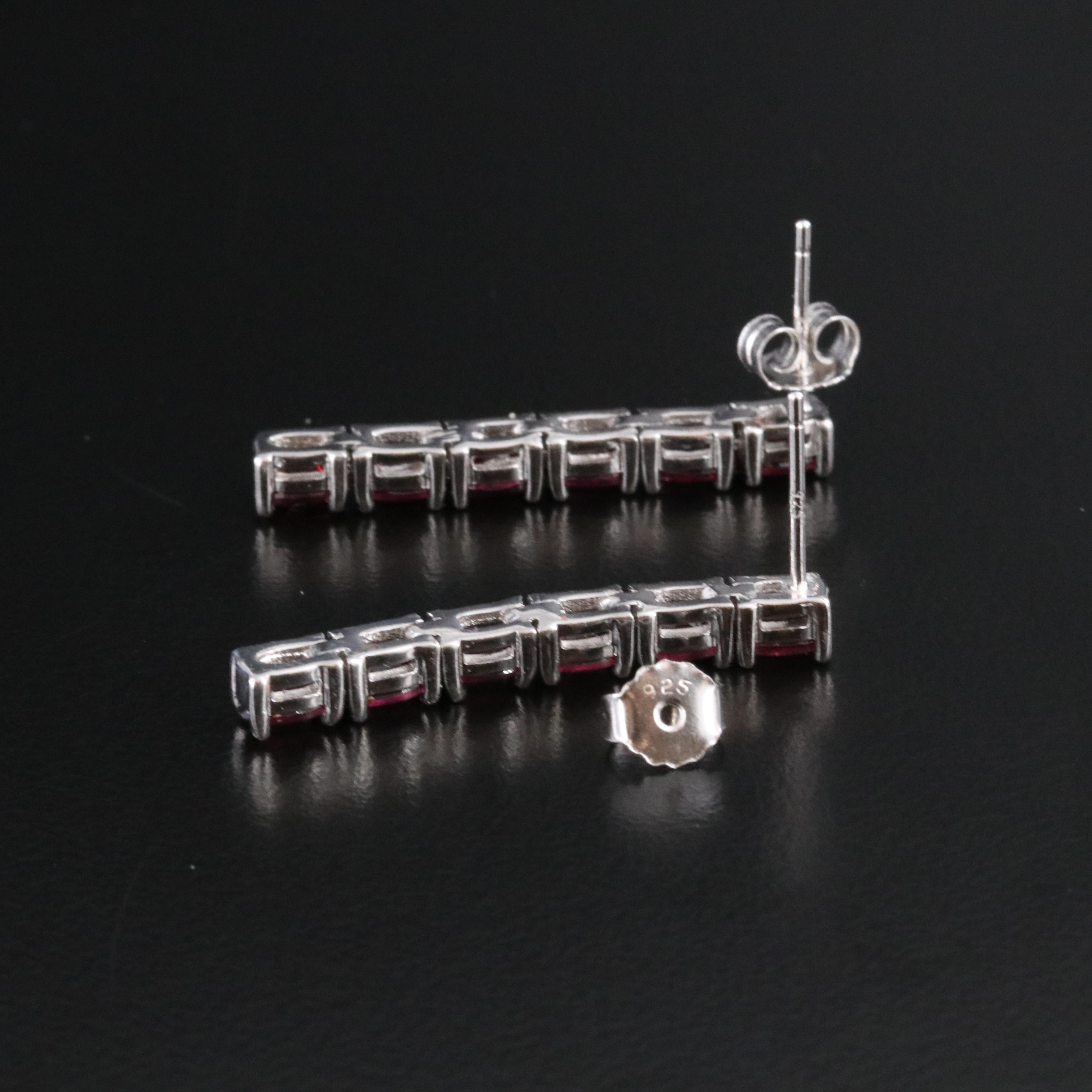 Sterling Rhodolite Garnet Drop Earrings