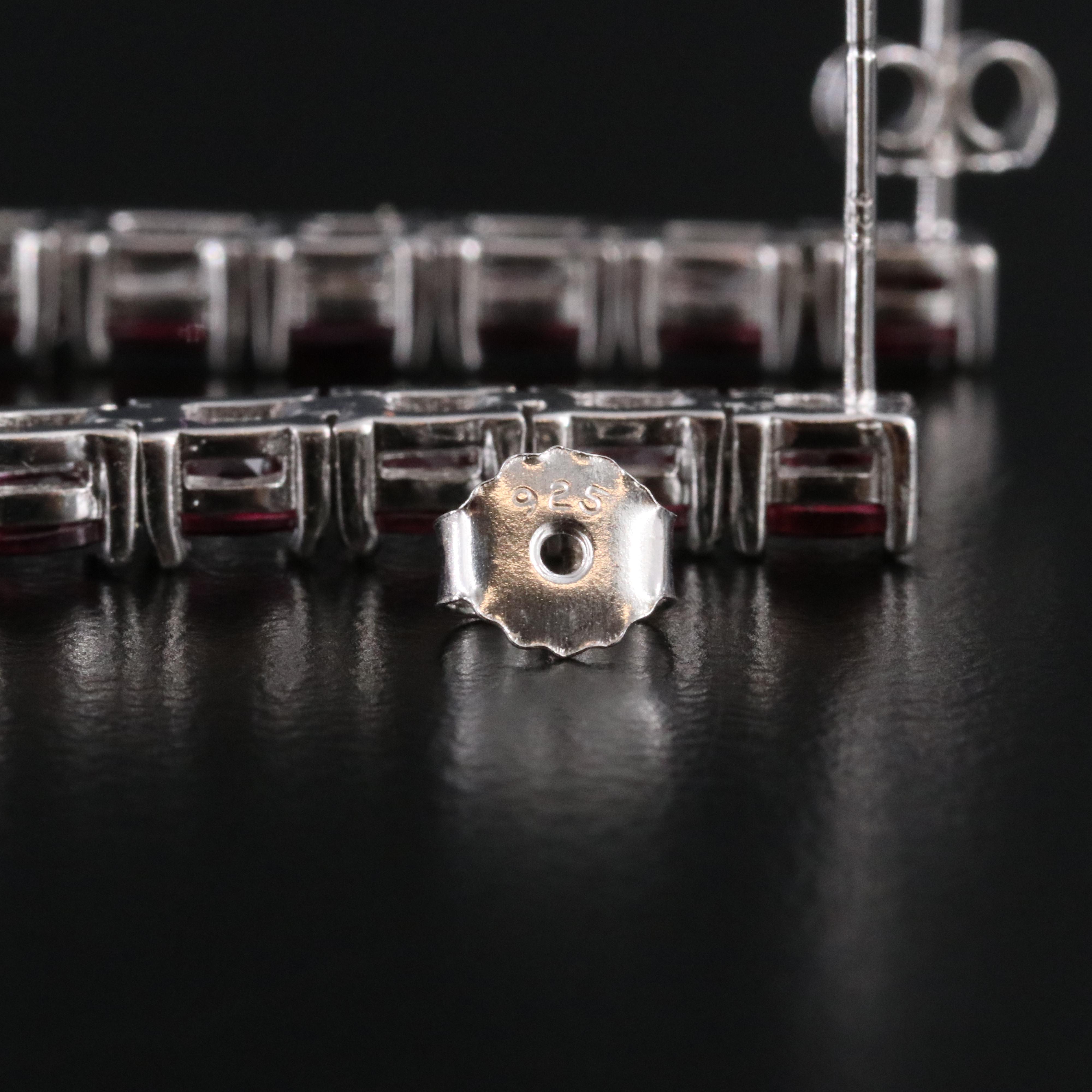 Sterling Rhodolite Garnet Drop Earrings