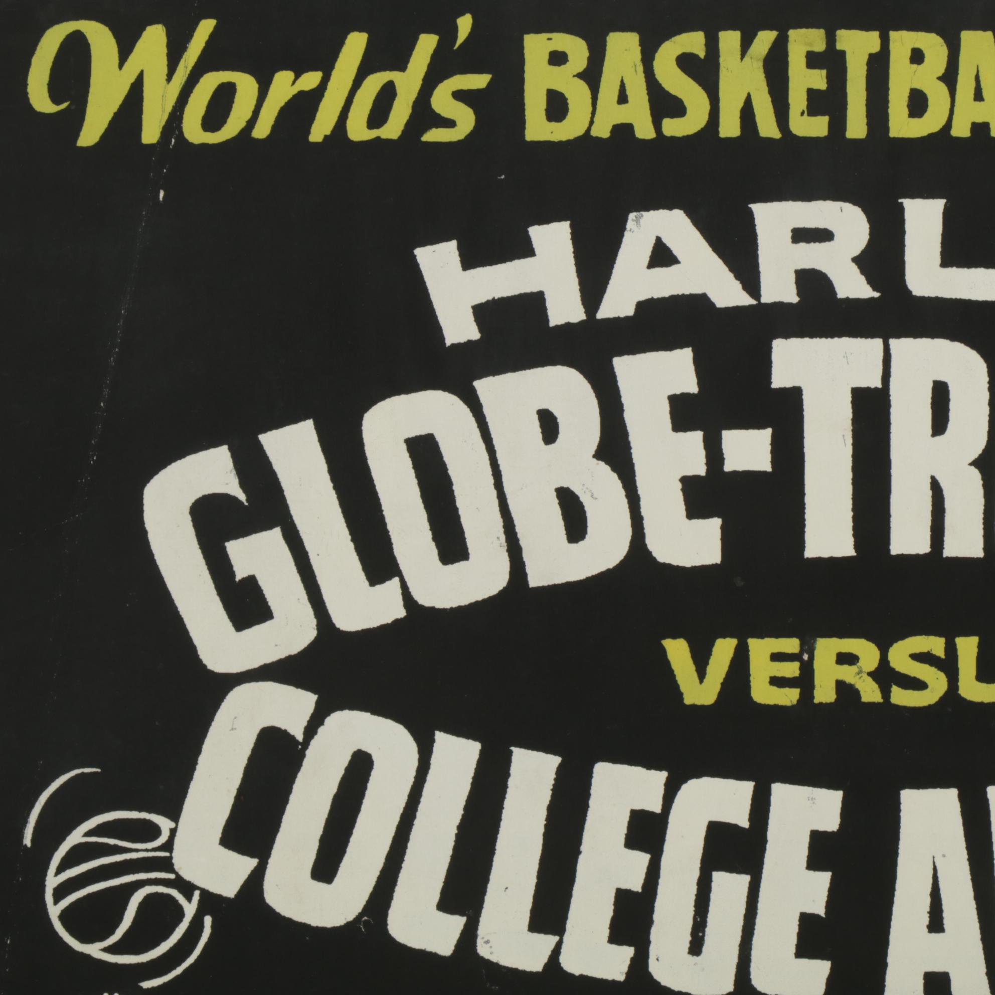 Harlem Globe-Trotters Against College All-Stars Game Advertising Poster, 1950