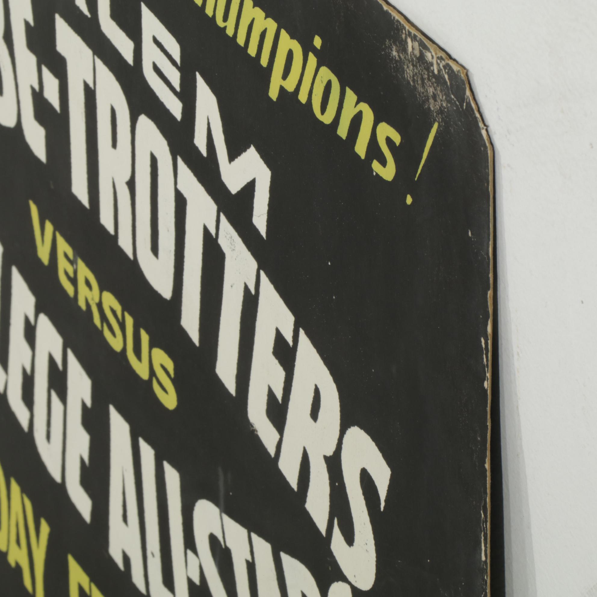 Harlem Globe-Trotters Against College All-Stars Game Advertising Poster, 1950