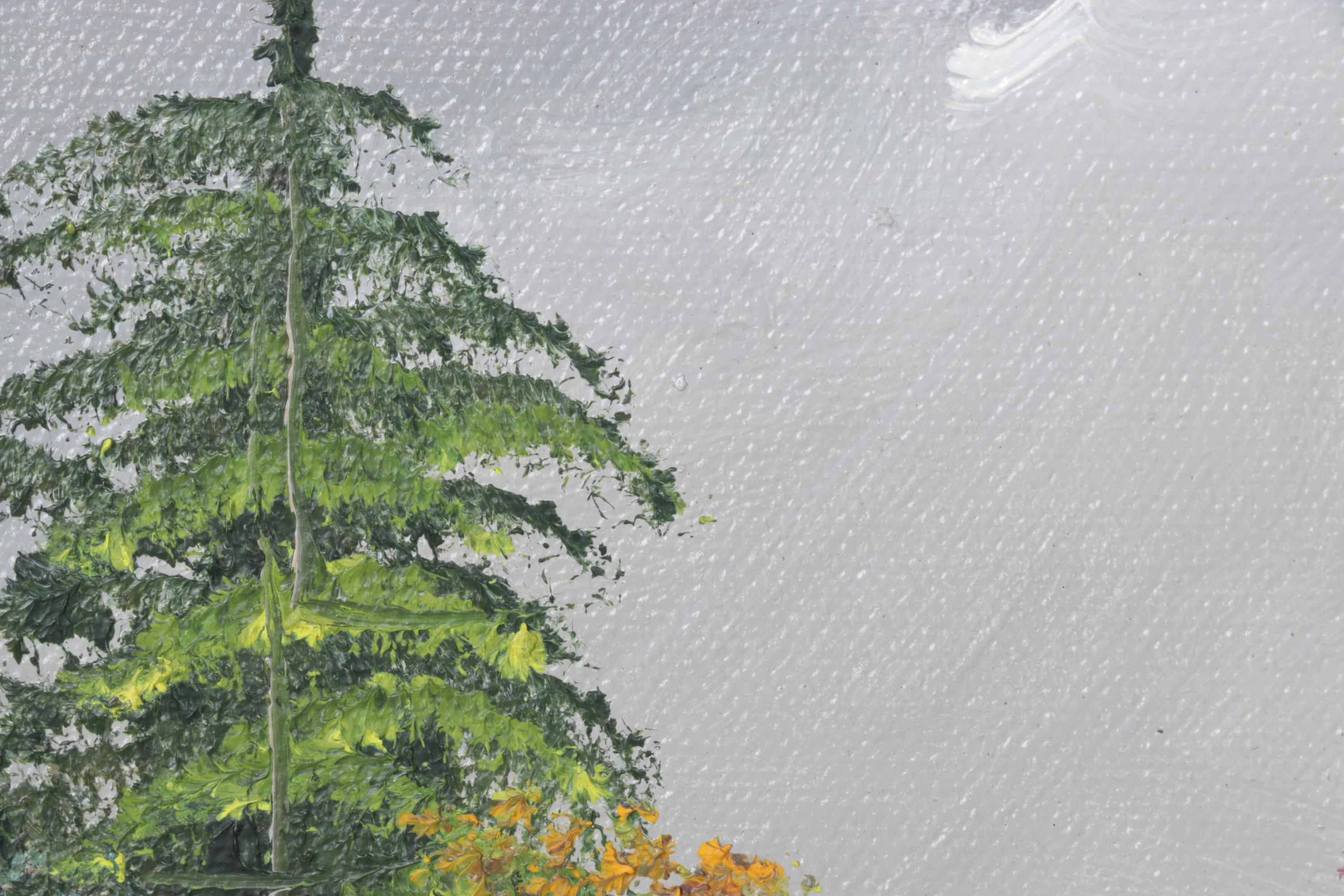 Thompson Impressionist Oil Painting of Autumn Trees on River, Late 20th Century